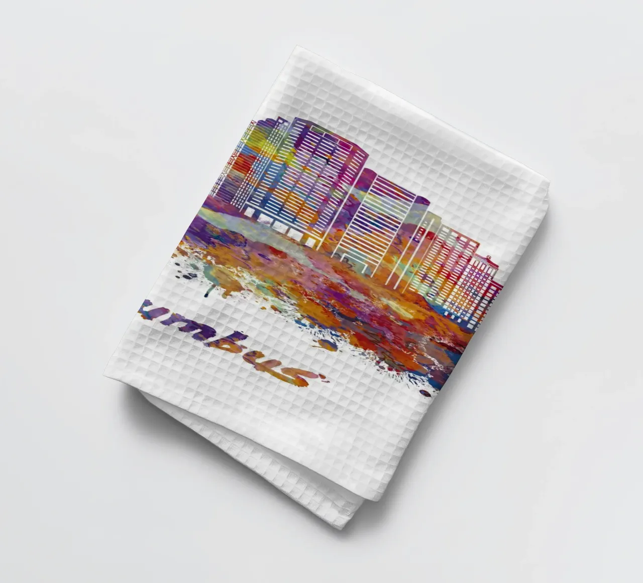 Lo skyline di Colombo in acquerello canovaccio da cucina da ARTVI-SHOP