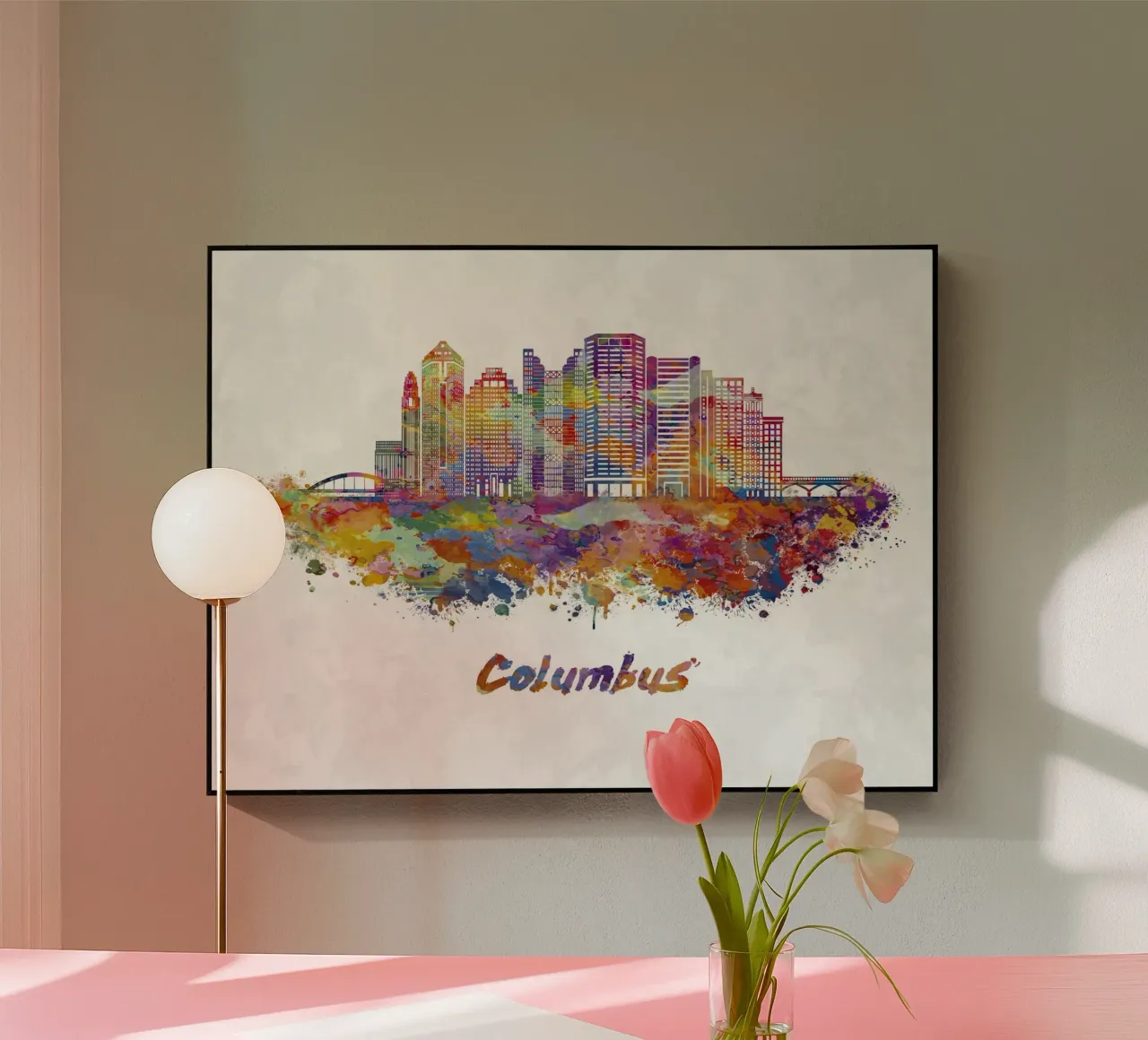 Lo skyline di Colombo in acquerello plexiglass da ARTVI-SHOP