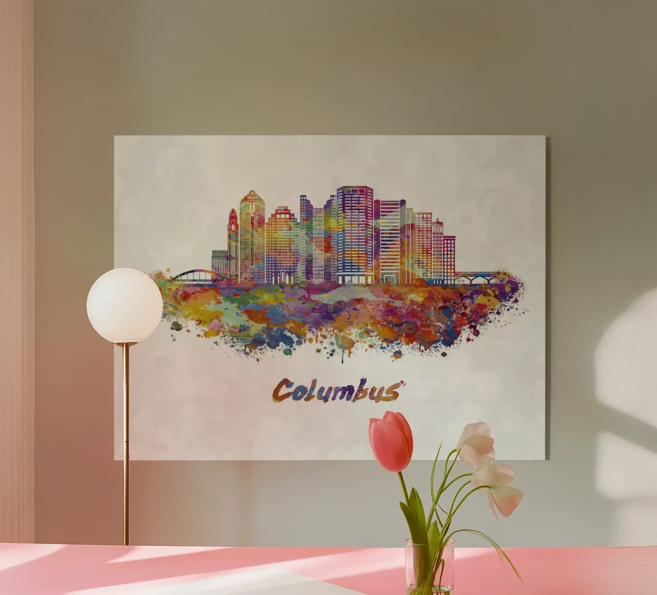 Lo skyline di Colombo in acquerello plexiglass da ARTVI-SHOP