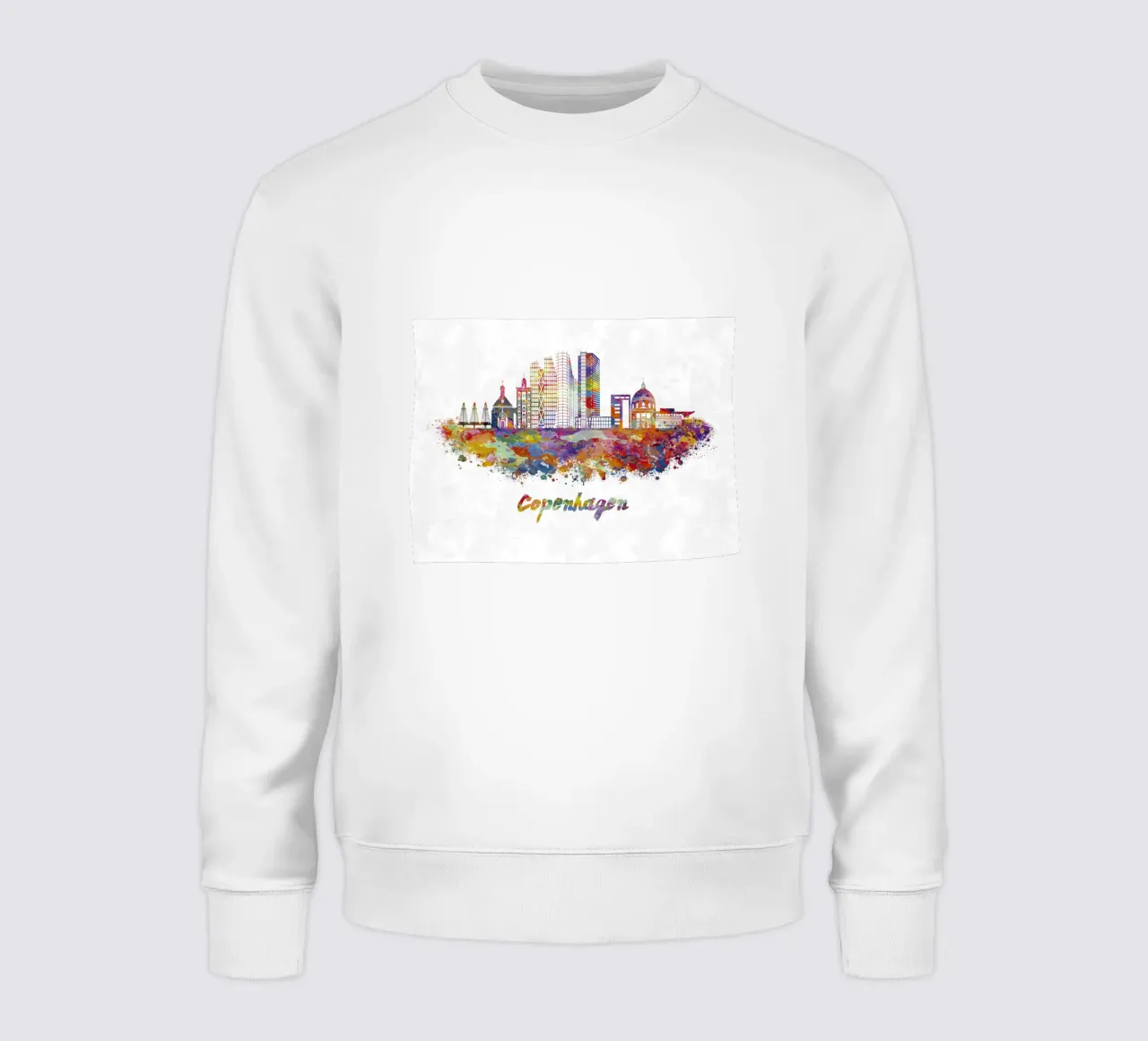 Lo skyline di Copenaghen in acquerello felpa da 🎁 NOBELART