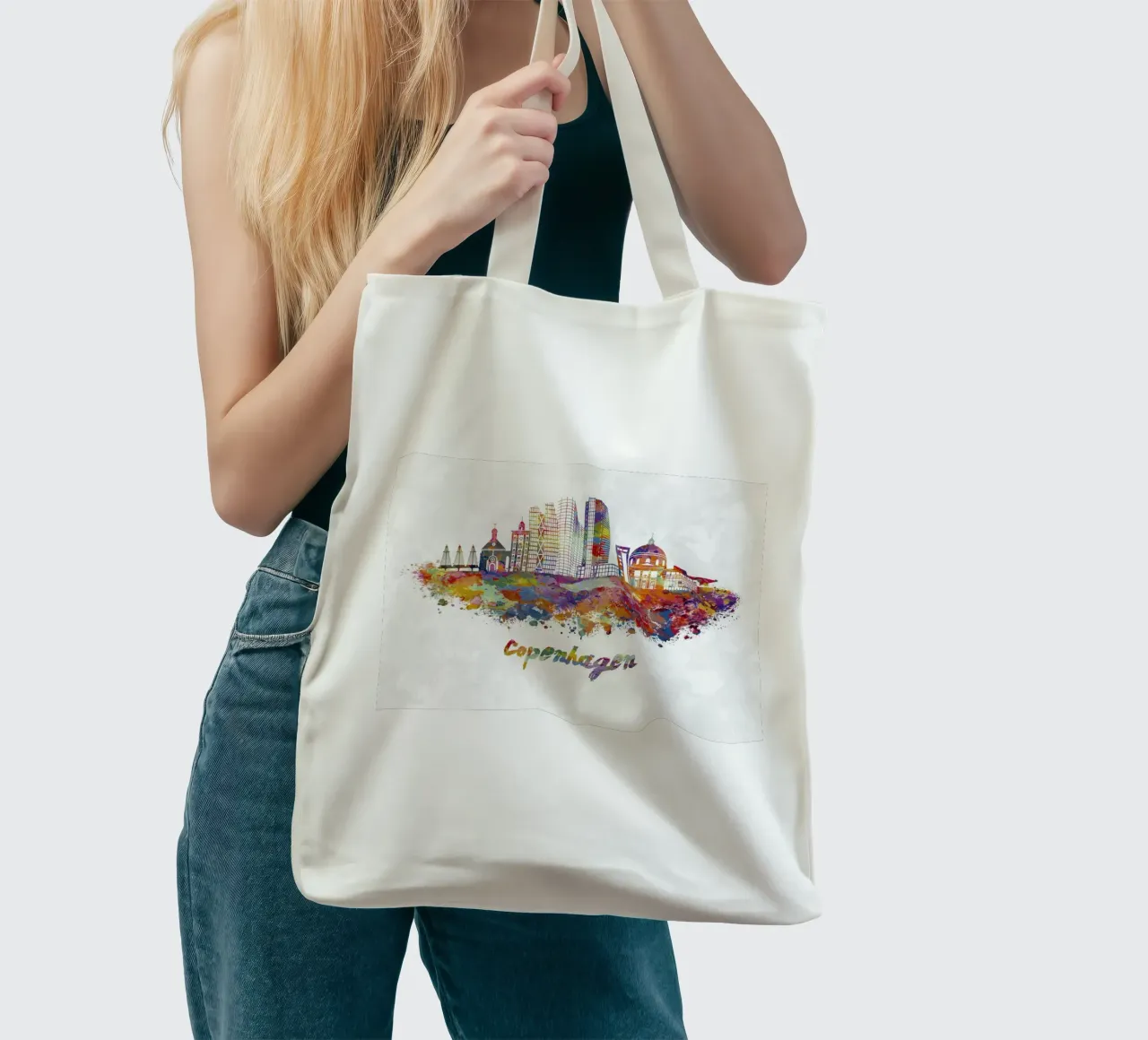 Lo skyline di Copenaghen in acquerello borsa in juta da ARTVI-SHOP