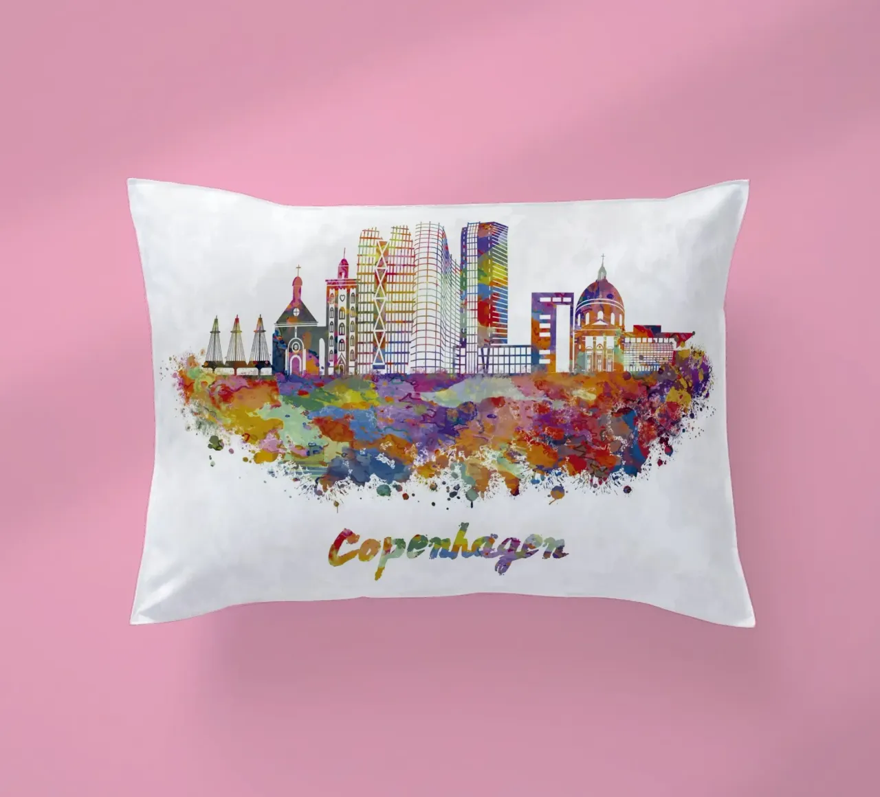 Lo skyline di Copenaghen in acquerello cuscino da ARTVI-SHOP