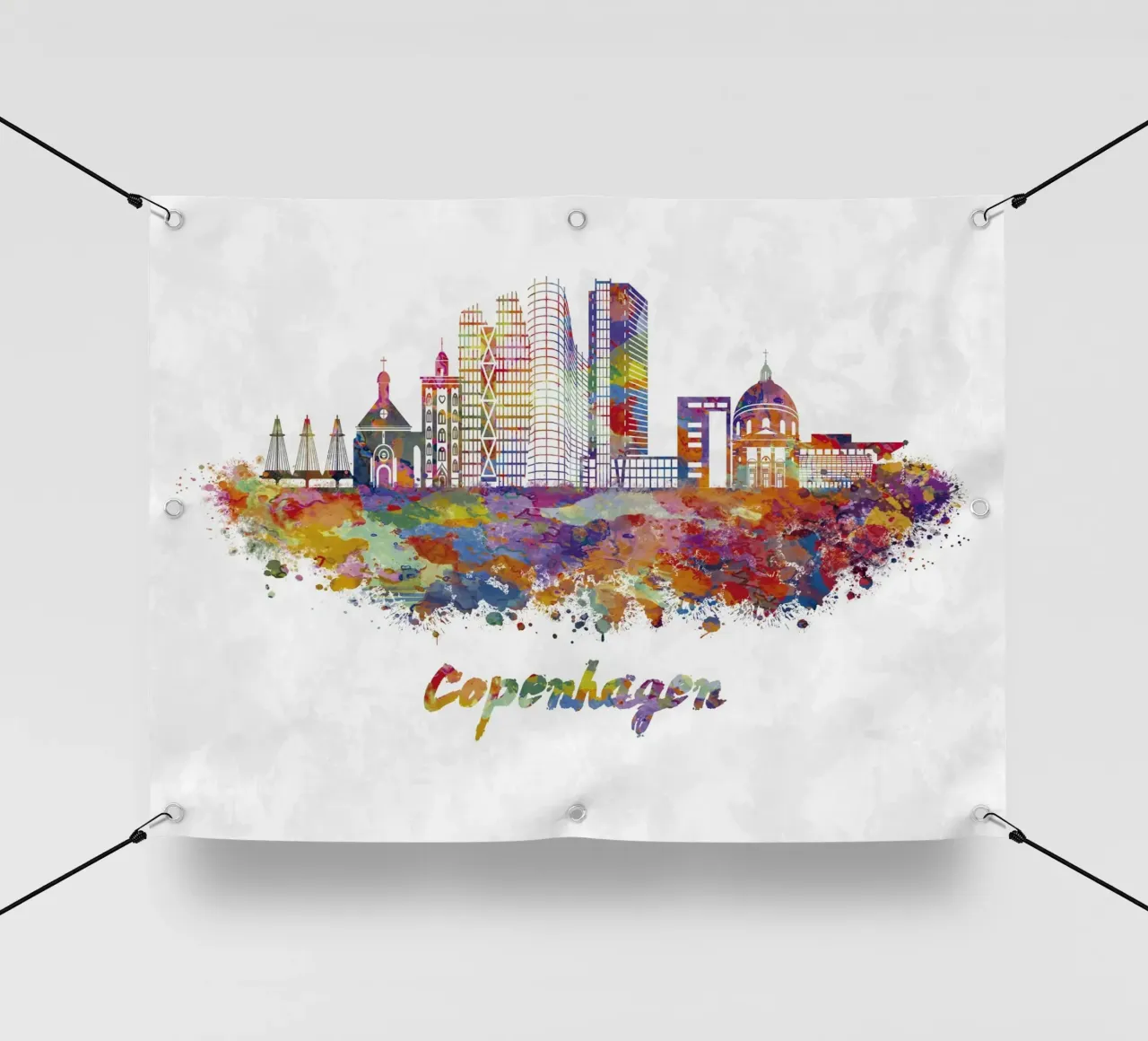 Lo skyline di Copenaghen in acquerello telo in pvc da ARTVI-SHOP