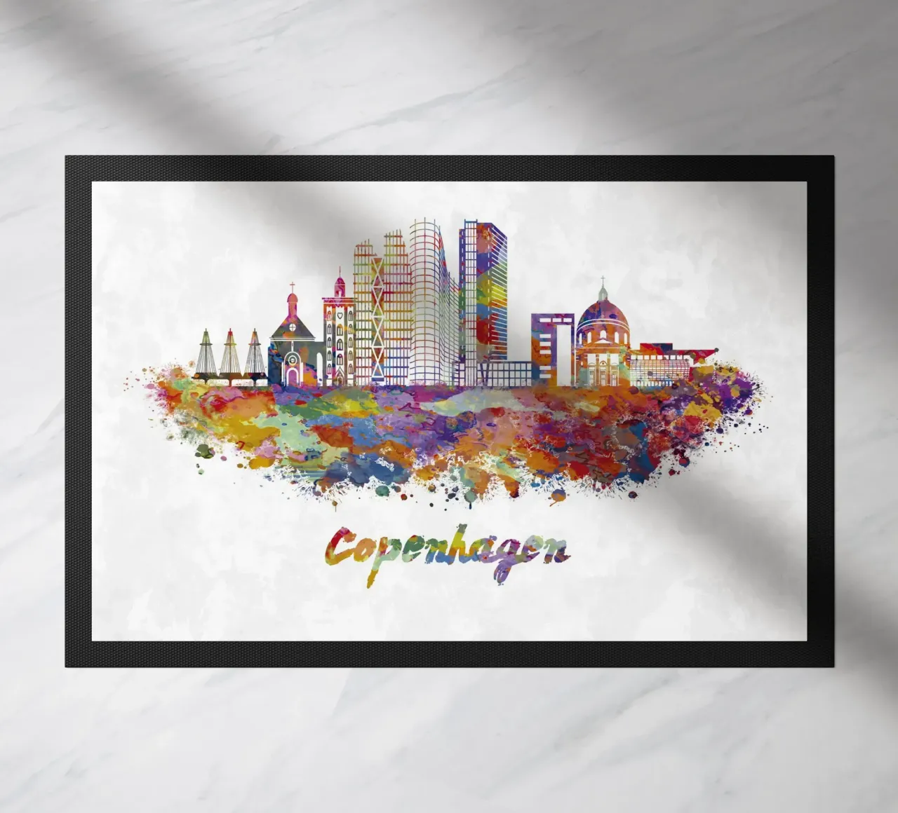 Lo skyline di Copenaghen in acquerello zerbino da ARTVI-SHOP
