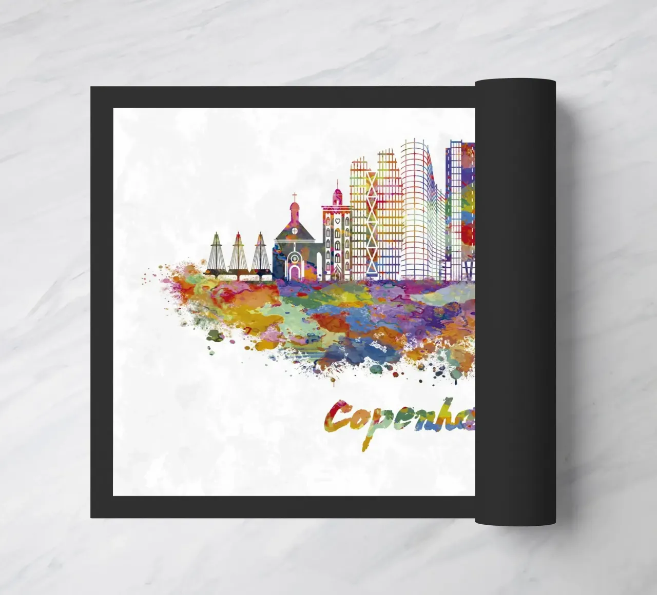 Lo skyline di Copenaghen in acquerello zerbino da ARTVI-SHOP