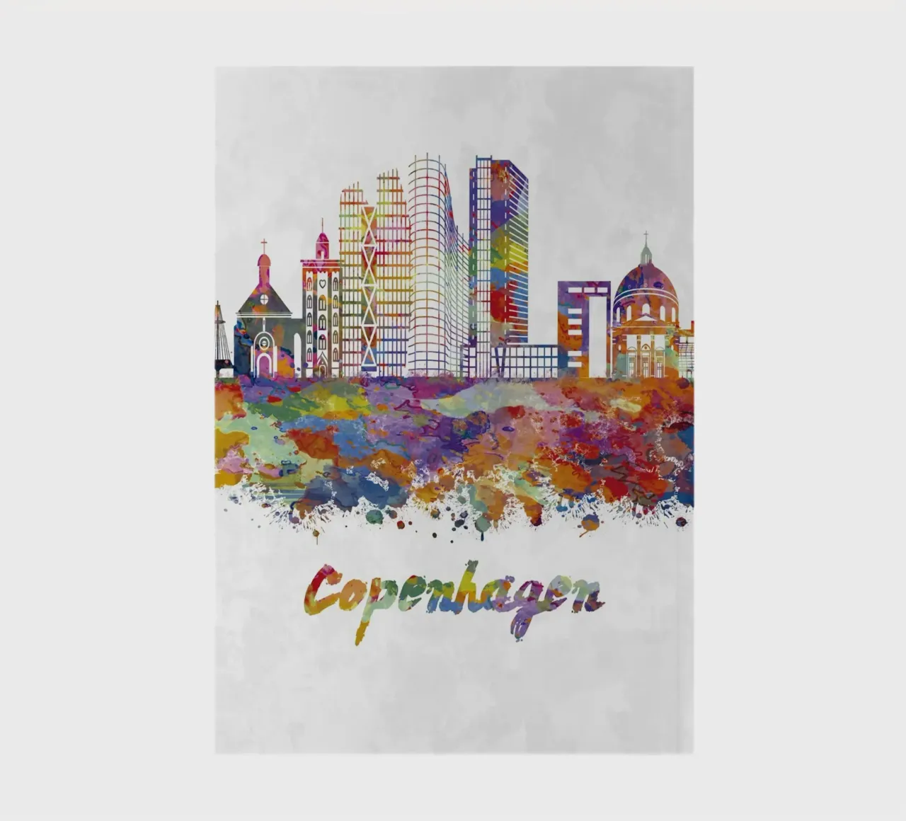 Copenhagen skyline in watercolor notebook by 🎁 ARTVI-SHOP