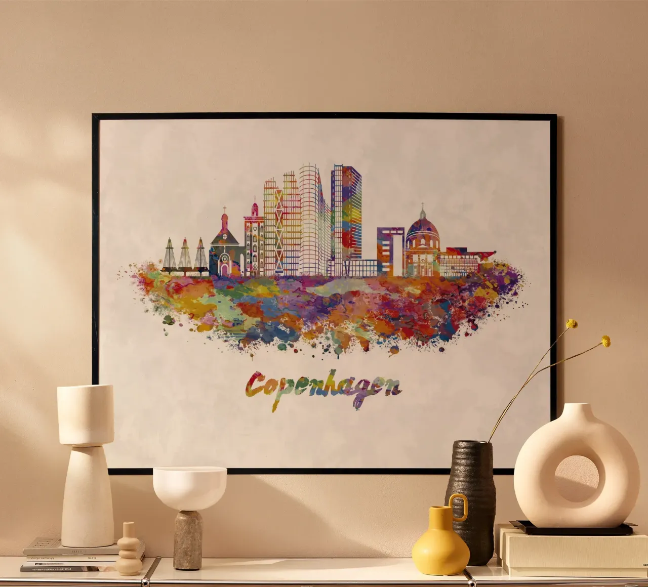 Lo skyline di Copenaghen in acquerello carta hahnemühle da ARTVI-SHOP