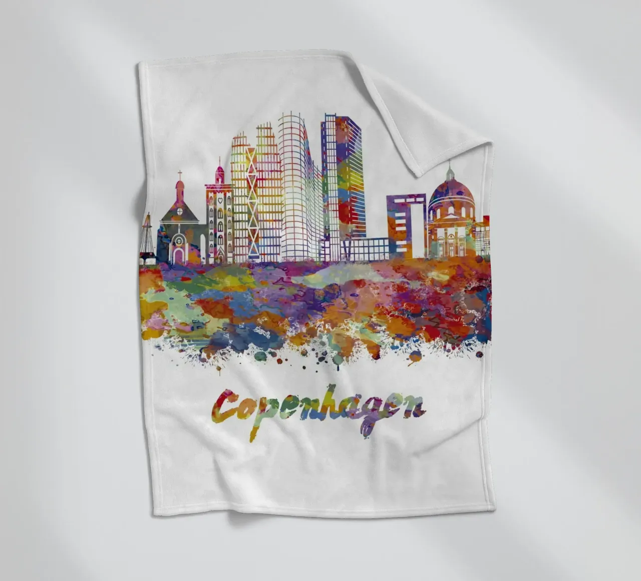 Lo skyline di Copenaghen in acquerello coperta in pile da ARTVI-SHOP