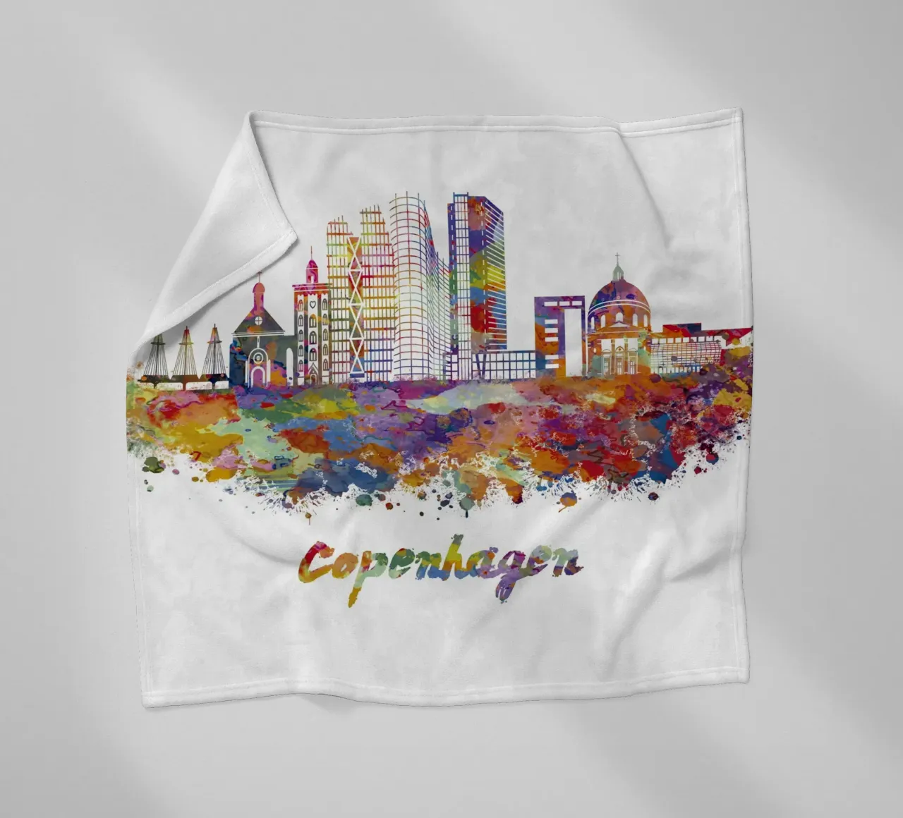 Lo skyline di Copenaghen in acquerello coperta in pile da ARTVI-SHOP