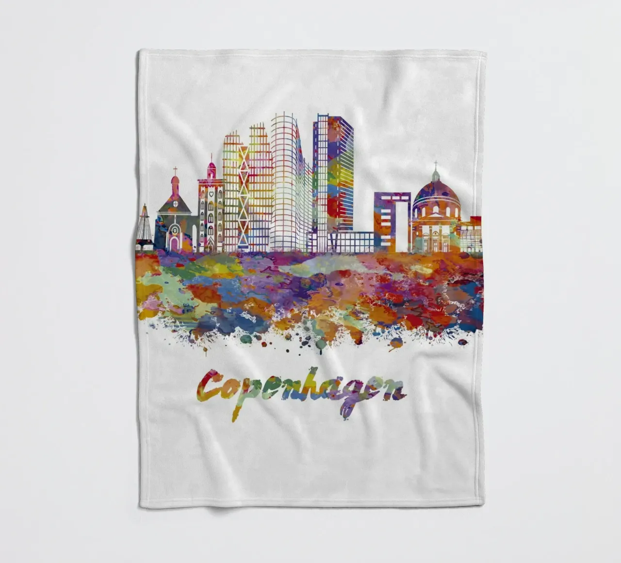 Lo skyline di Copenaghen in acquerello coperta in pile da ARTVI-SHOP