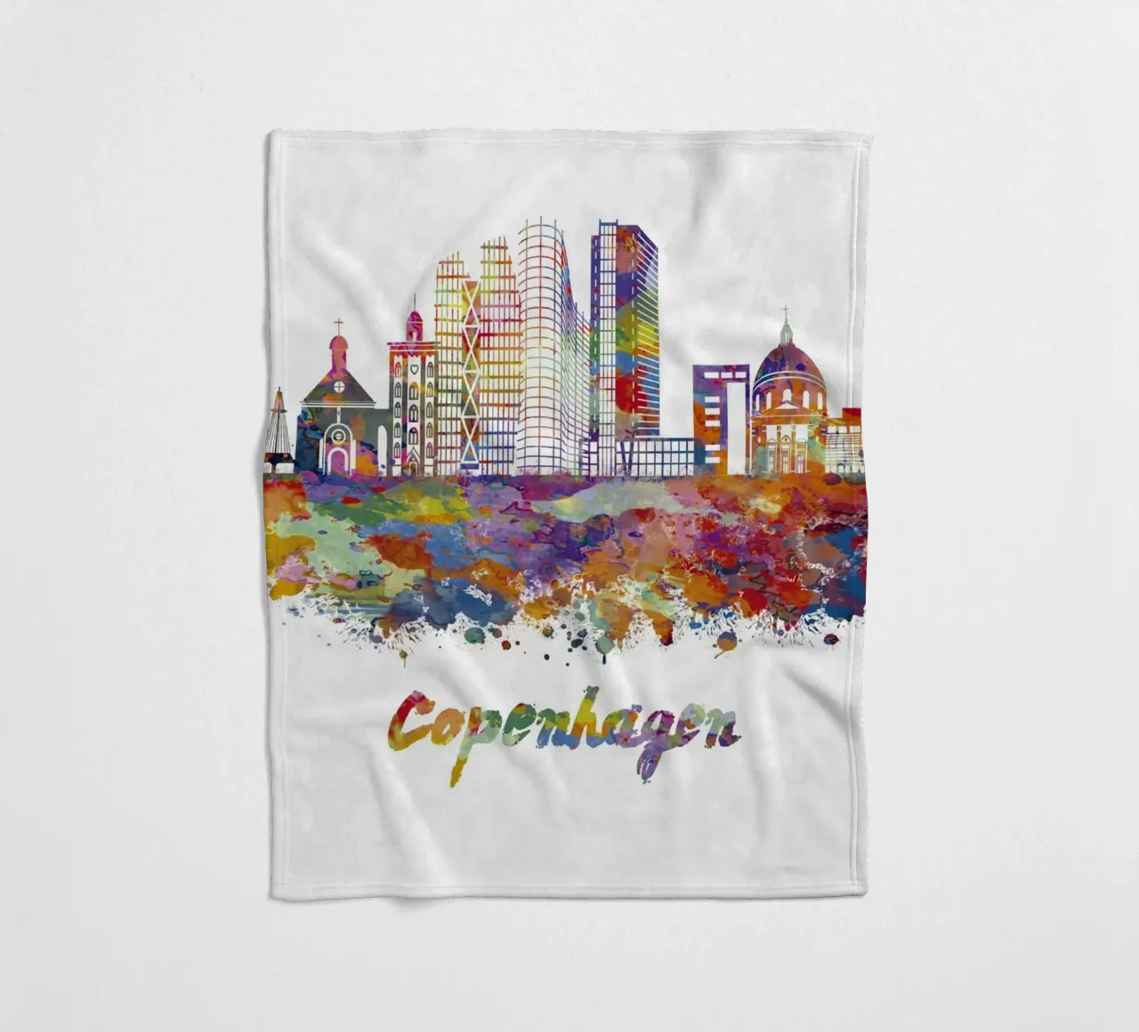 Lo skyline di Copenaghen in acquerello coperta in pile da ARTVI-SHOP