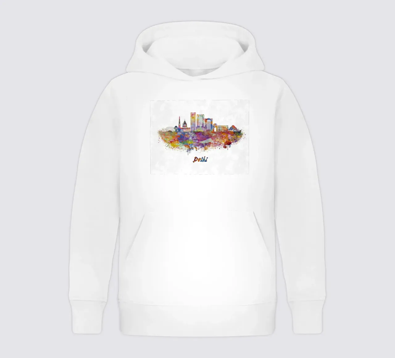 skyline di delhi in acquerello felpa bambino con cappuccio da 🎁 ARTVI-SHOP