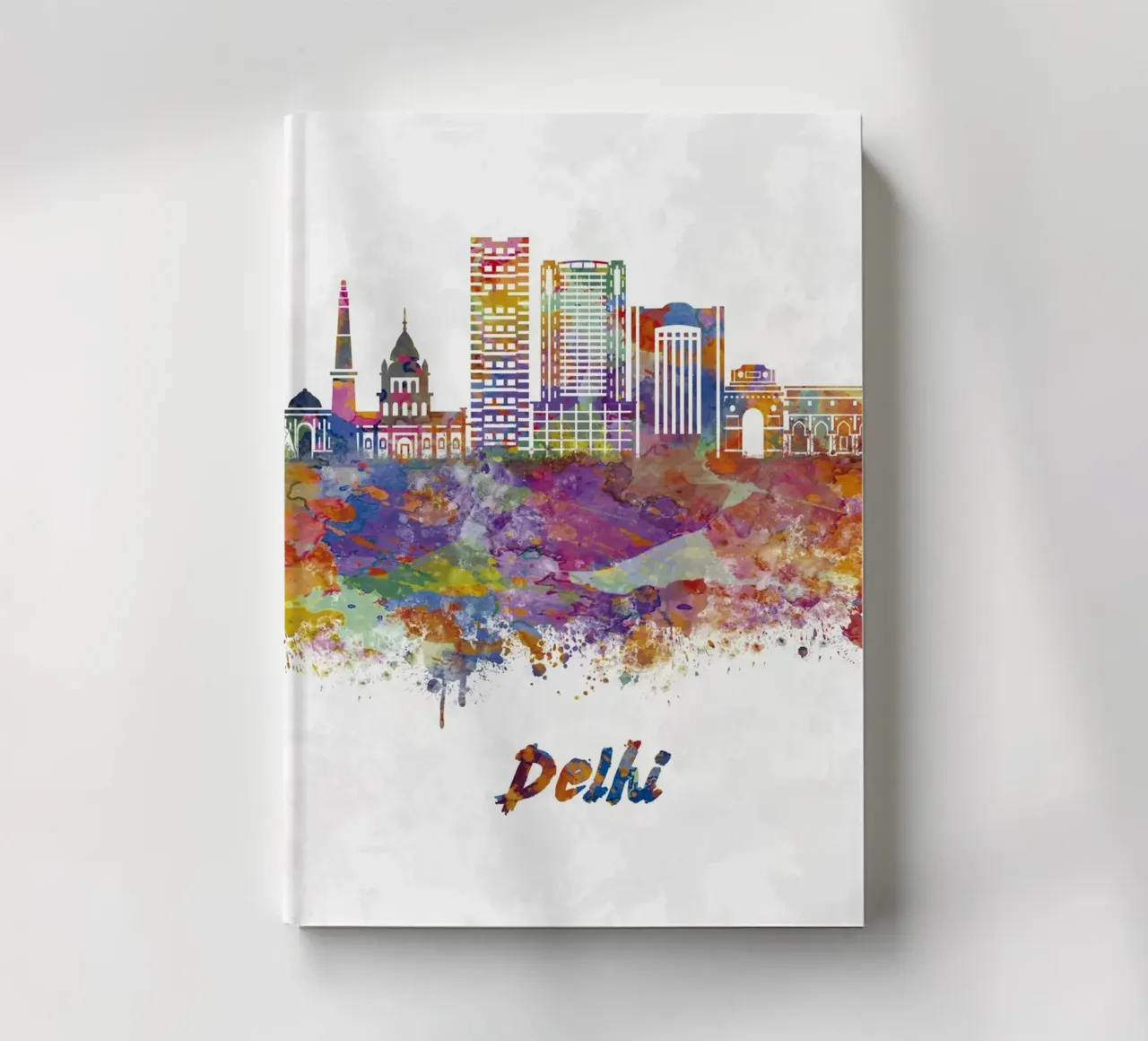 delhi skyline in watercolor notebook by 🎁 ARTVI-SHOP
