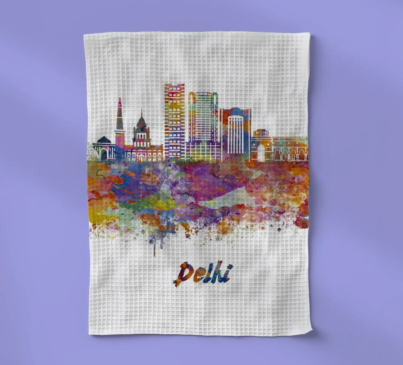 skyline di delhi in acquerello canovaccio da cucina da ARTVI-SHOP