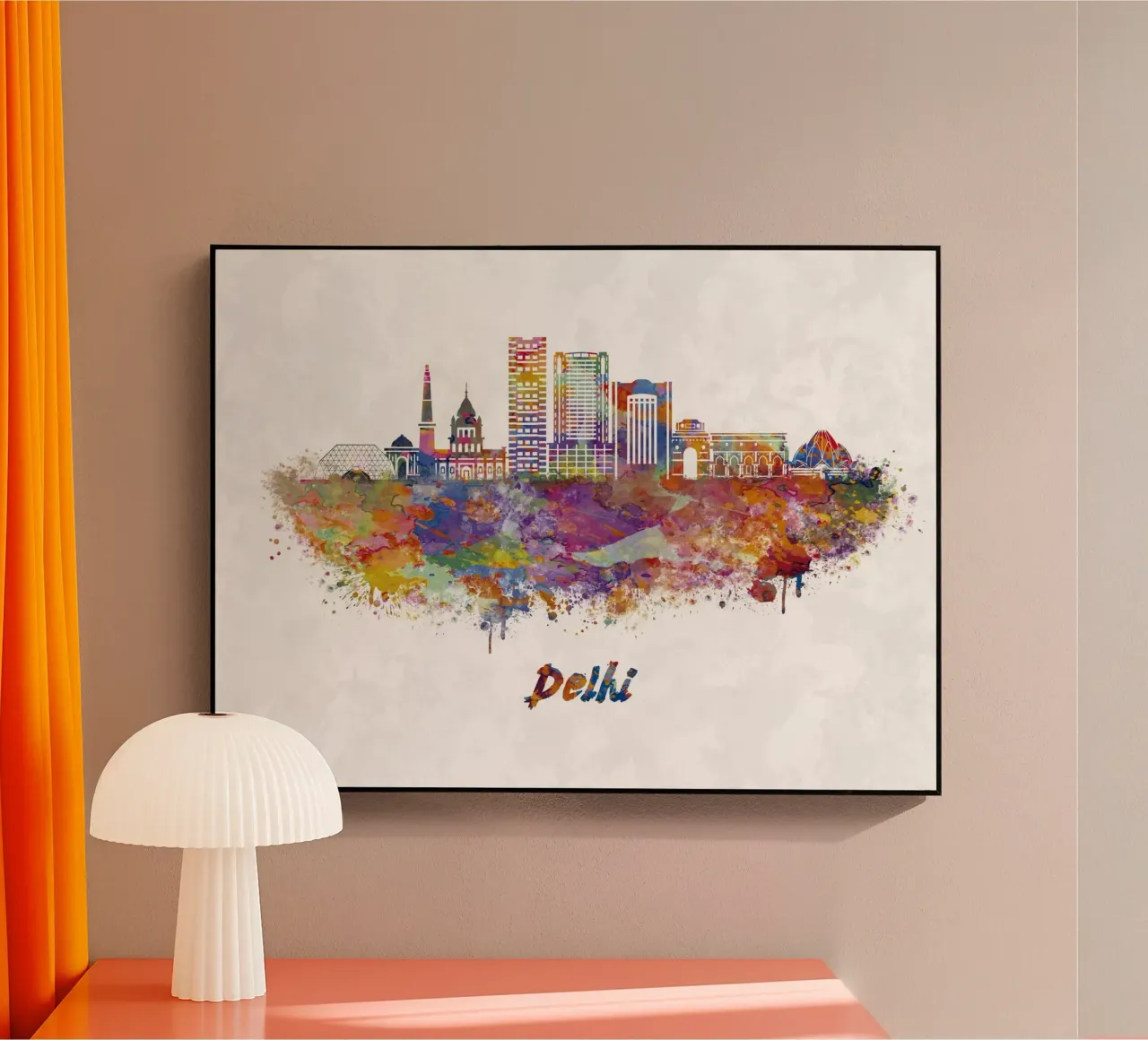 skyline di delhi in acquerello plexiglass da ARTVI-SHOP