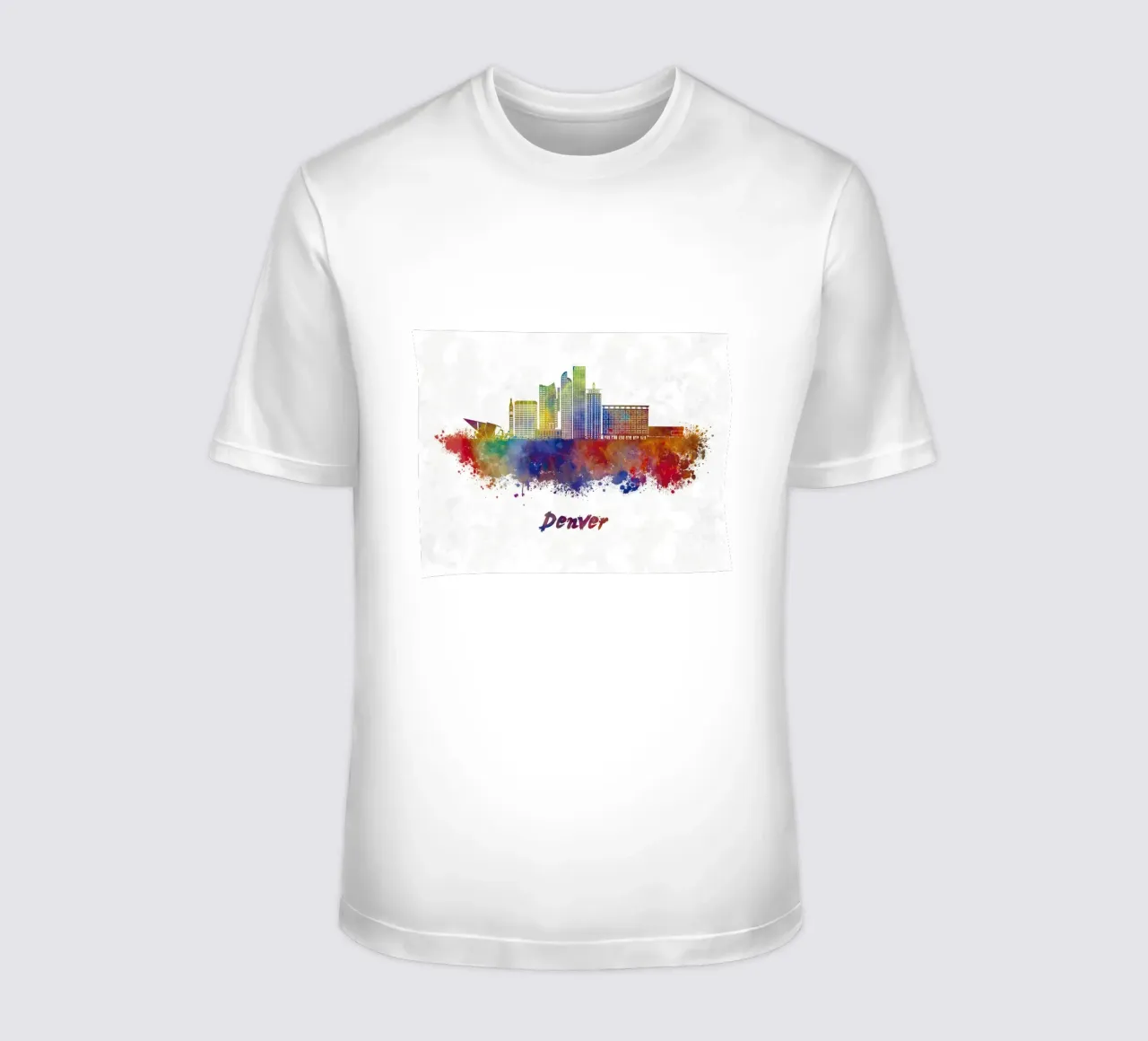 Lo skyline di Denver in acquerello t-shirt da 🎁 ARTVI-SHOP