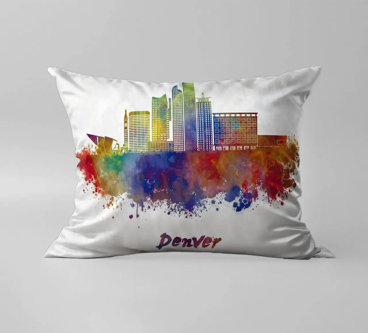 Lo skyline di Denver in acquerello cuscino da ARTVI-SHOP