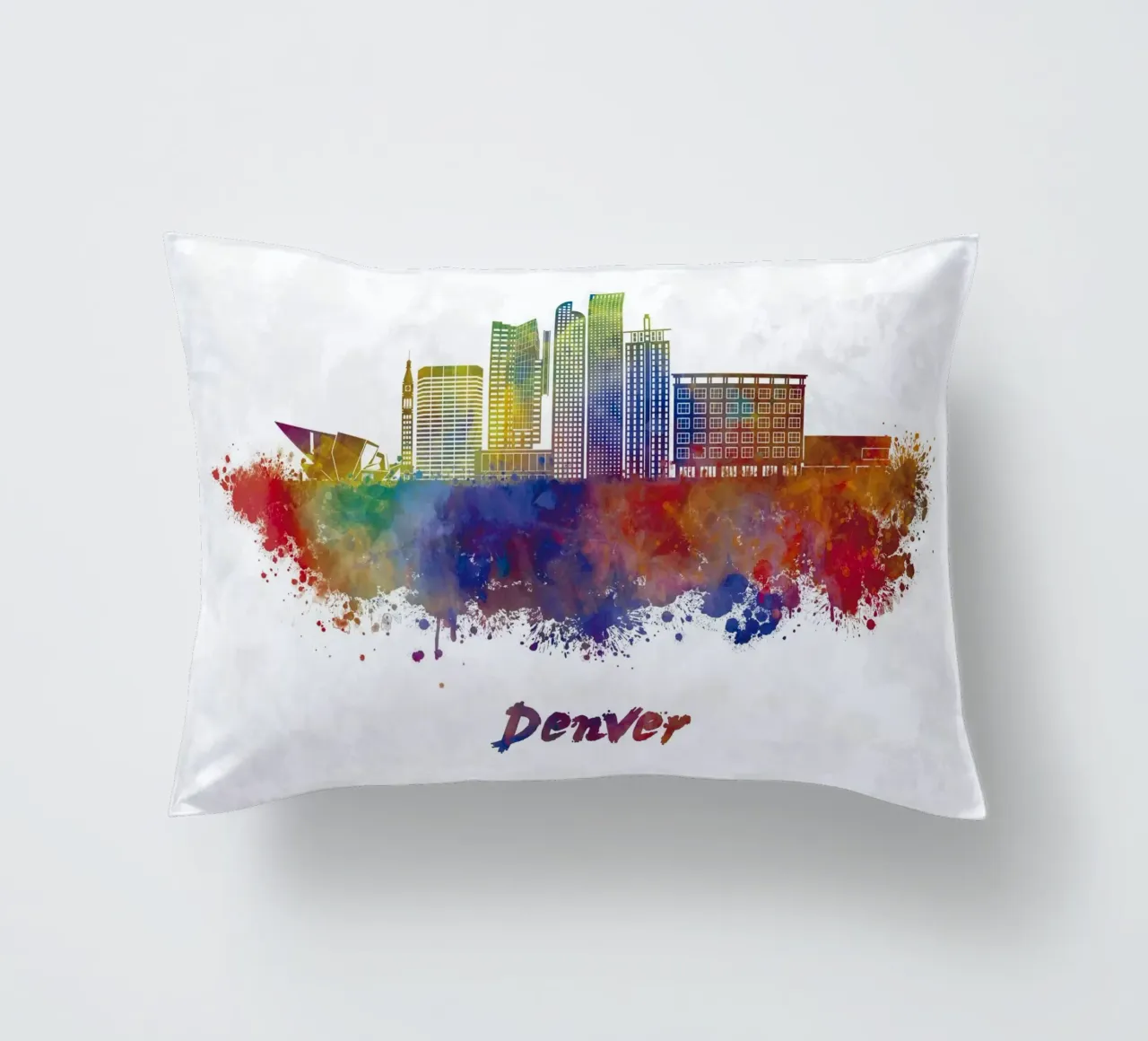 Lo skyline di Denver in acquerello cuscino da ARTVI-SHOP
