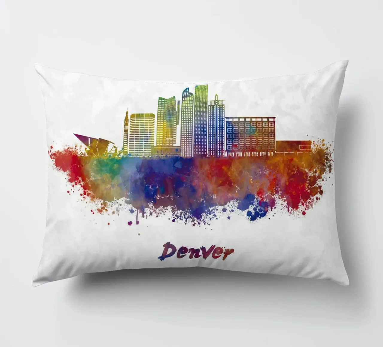 Lo skyline di Denver in acquerello cuscino da ARTVI-SHOP