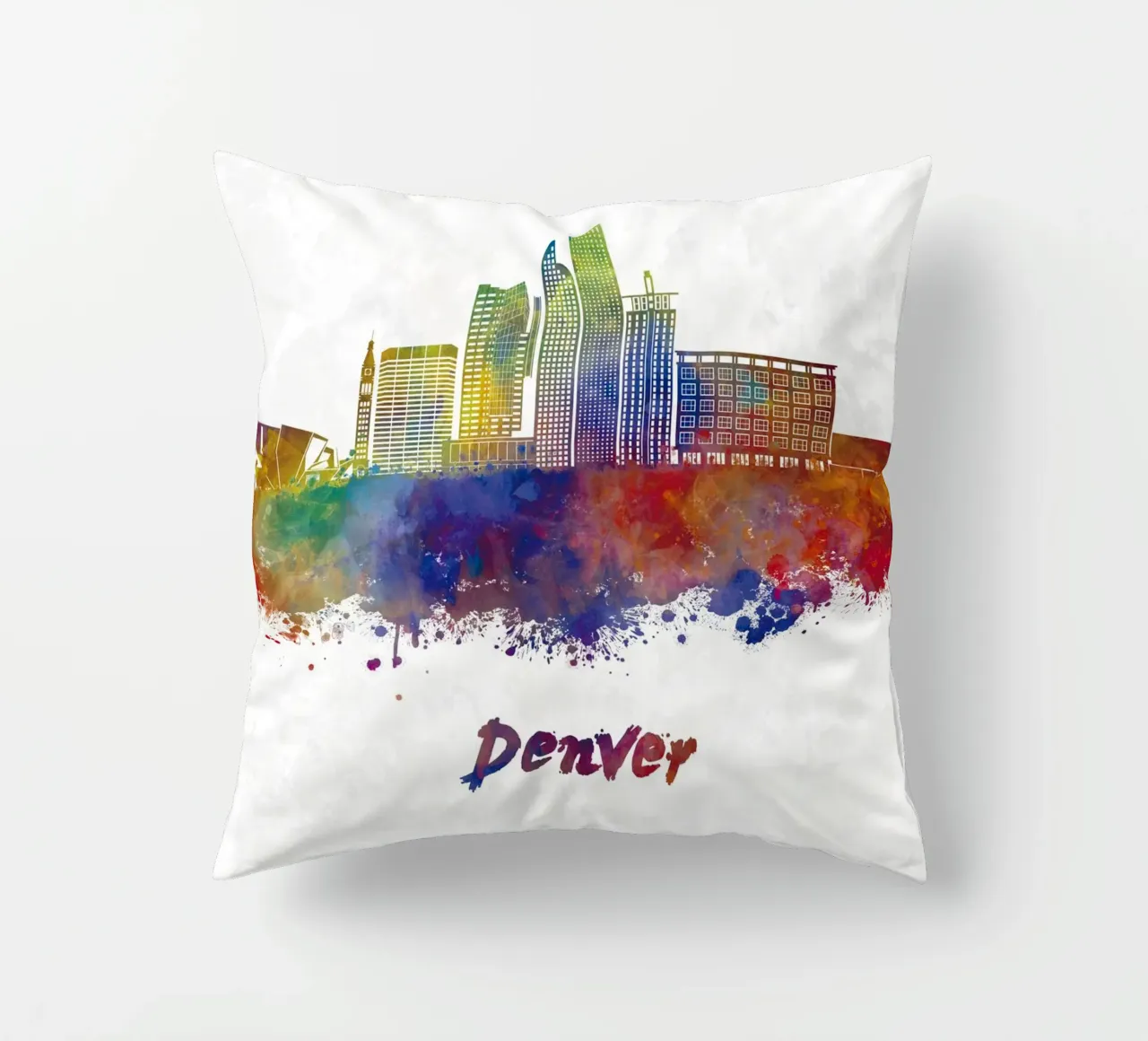 Lo skyline di Denver in acquerello cuscino da ARTVI-SHOP