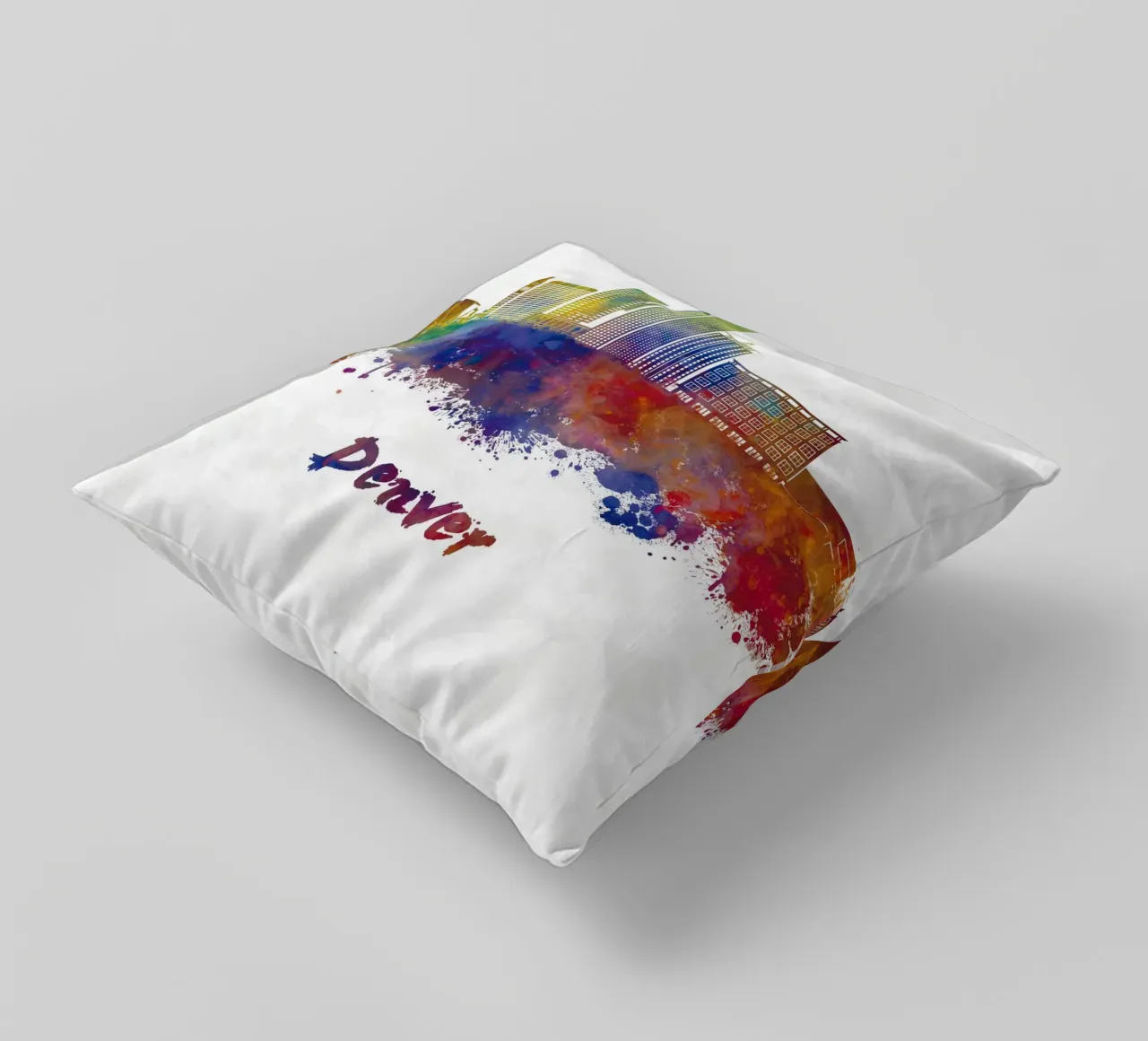 Lo skyline di Denver in acquerello cuscino da ARTVI-SHOP