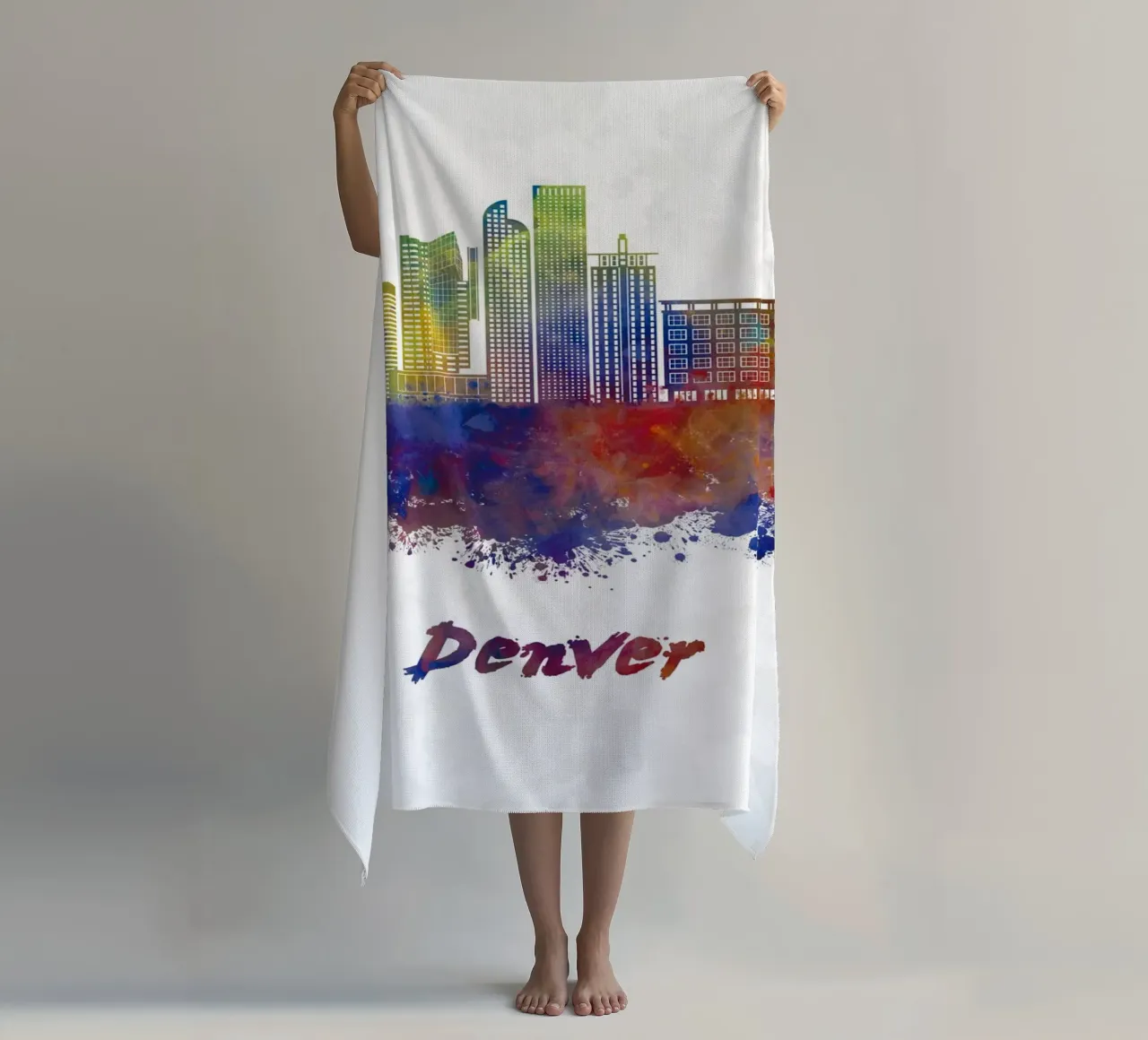 Lo skyline di Denver in acquerello telo mare da ARTVI-SHOP