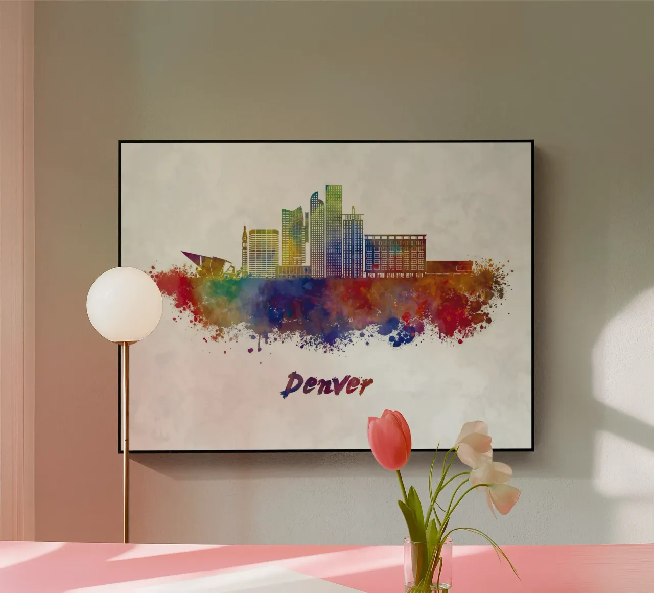 Lo skyline di Denver in acquerello plexiglass da 🎁 ARTVI-SHOP
