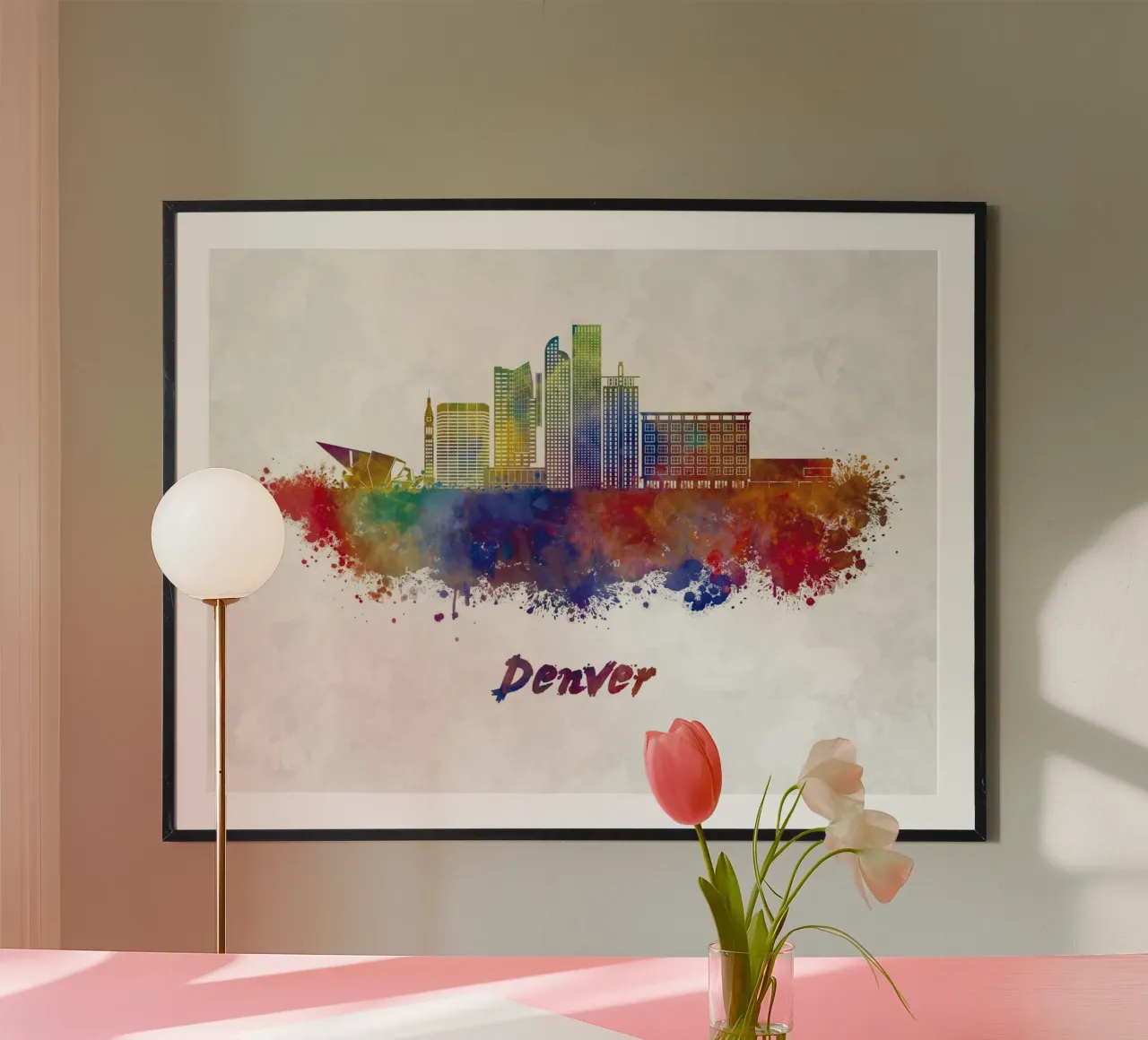 Lo skyline di Denver in acquerello carta hahnemühle da ARTVI-SHOP