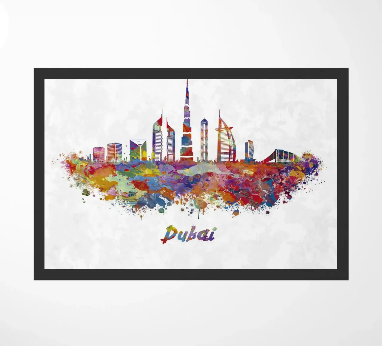 Lo skyline di Dubai in acquerello zerbino da 🎁 ARTVI-SHOP