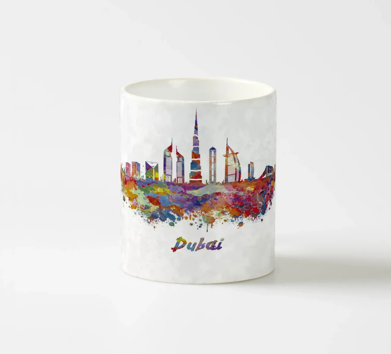 Lo skyline di Dubai in acquerello tazza in ceramica da 🎁 ARTVI-SHOP