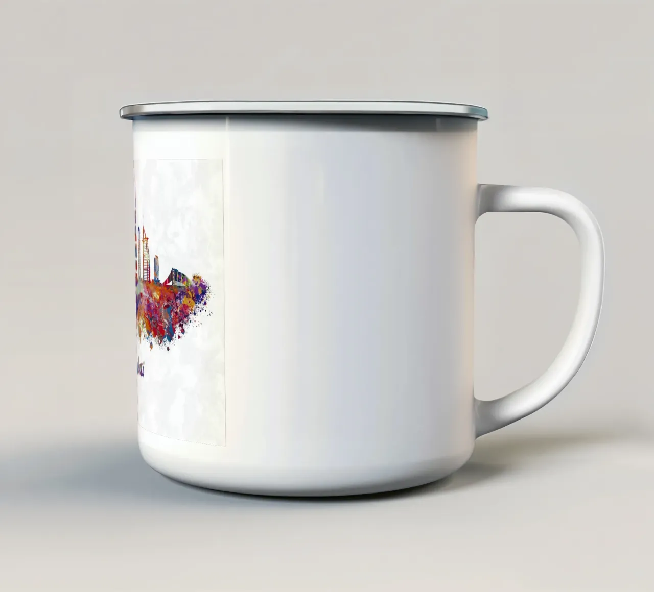 Lo skyline di Dubai in acquerello tazza in smalto da ARTVI-SHOP