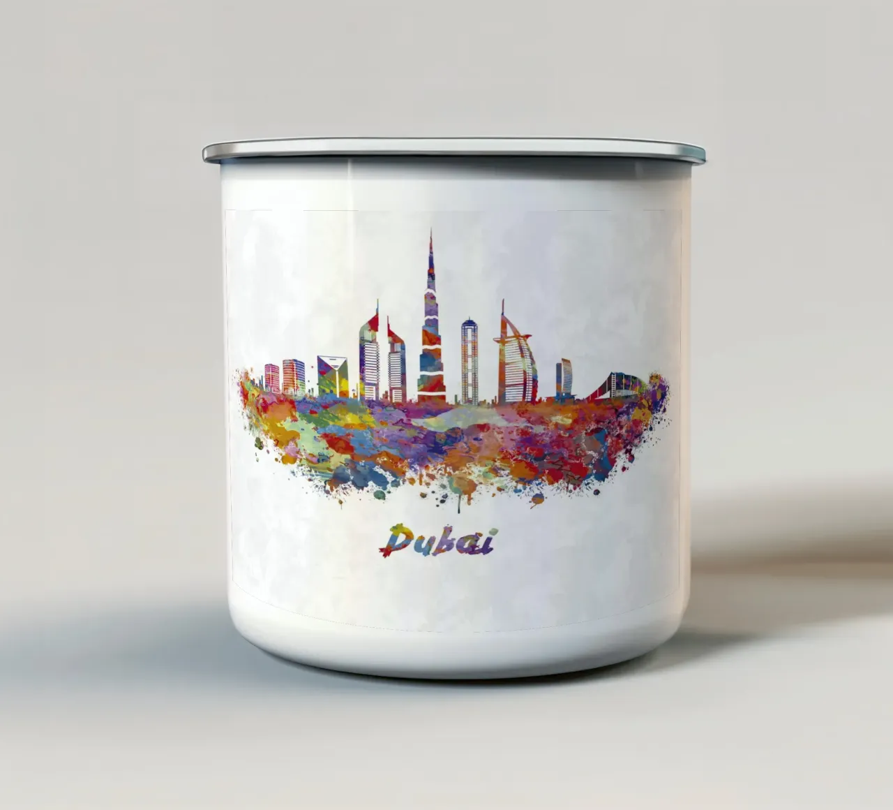Lo skyline di Dubai in acquerello tazza in smalto da ARTVI-SHOP