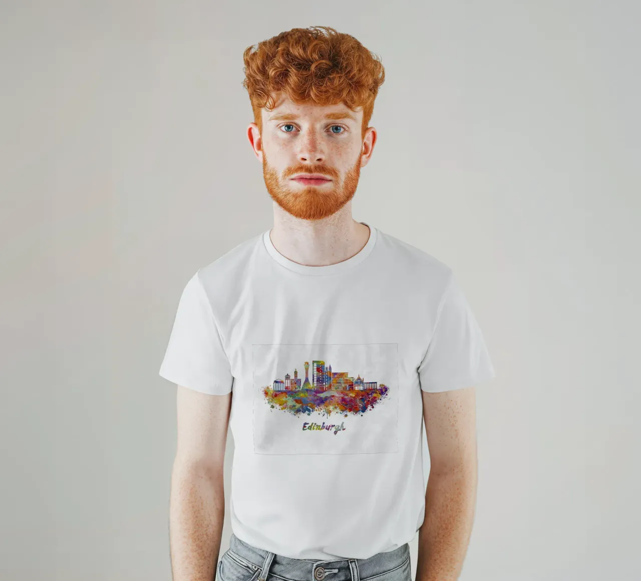 Lo skyline di Edimburgo in acquerello t-shirt da ARTVI-SHOP