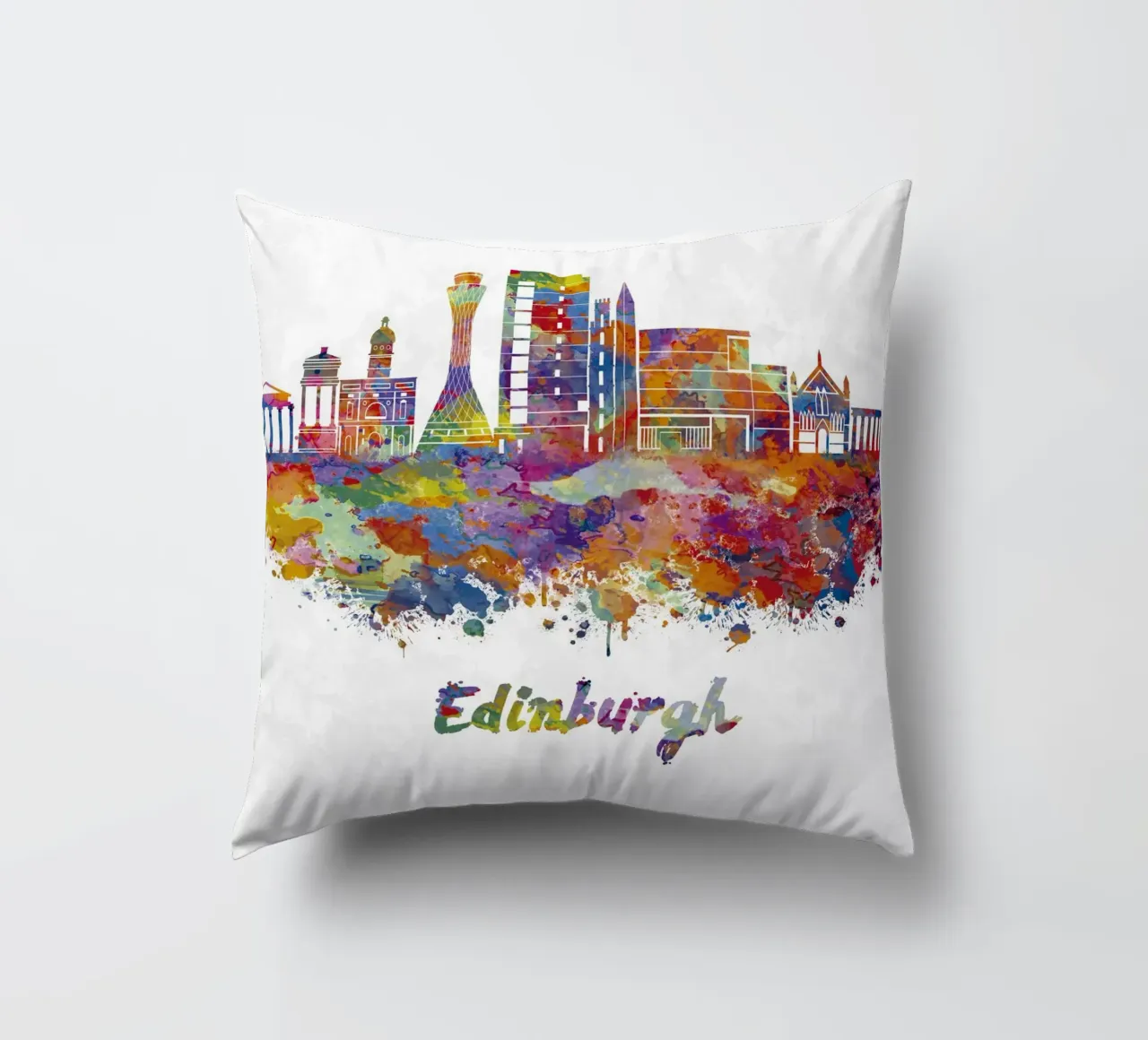 Lo skyline di Edimburgo in acquerello cuscino da ARTVI-SHOP