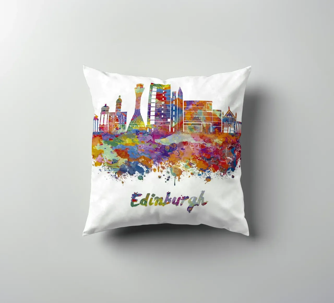Lo skyline di Edimburgo in acquerello cuscino da ARTVI-SHOP