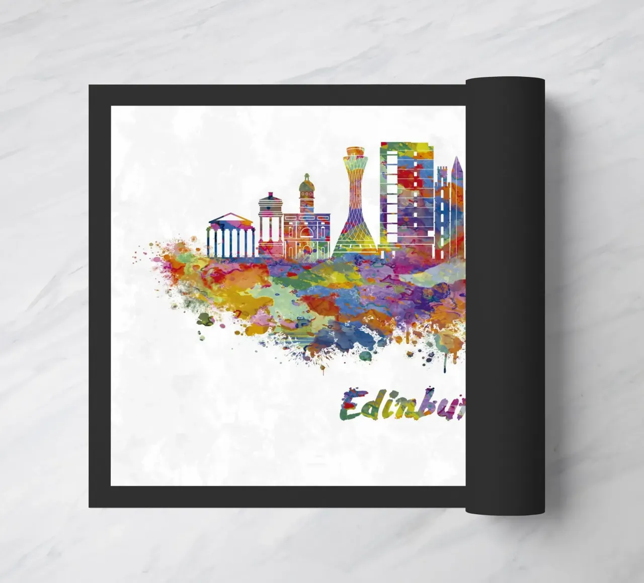 Lo skyline di Edimburgo in acquerello zerbino da ARTVI-SHOP