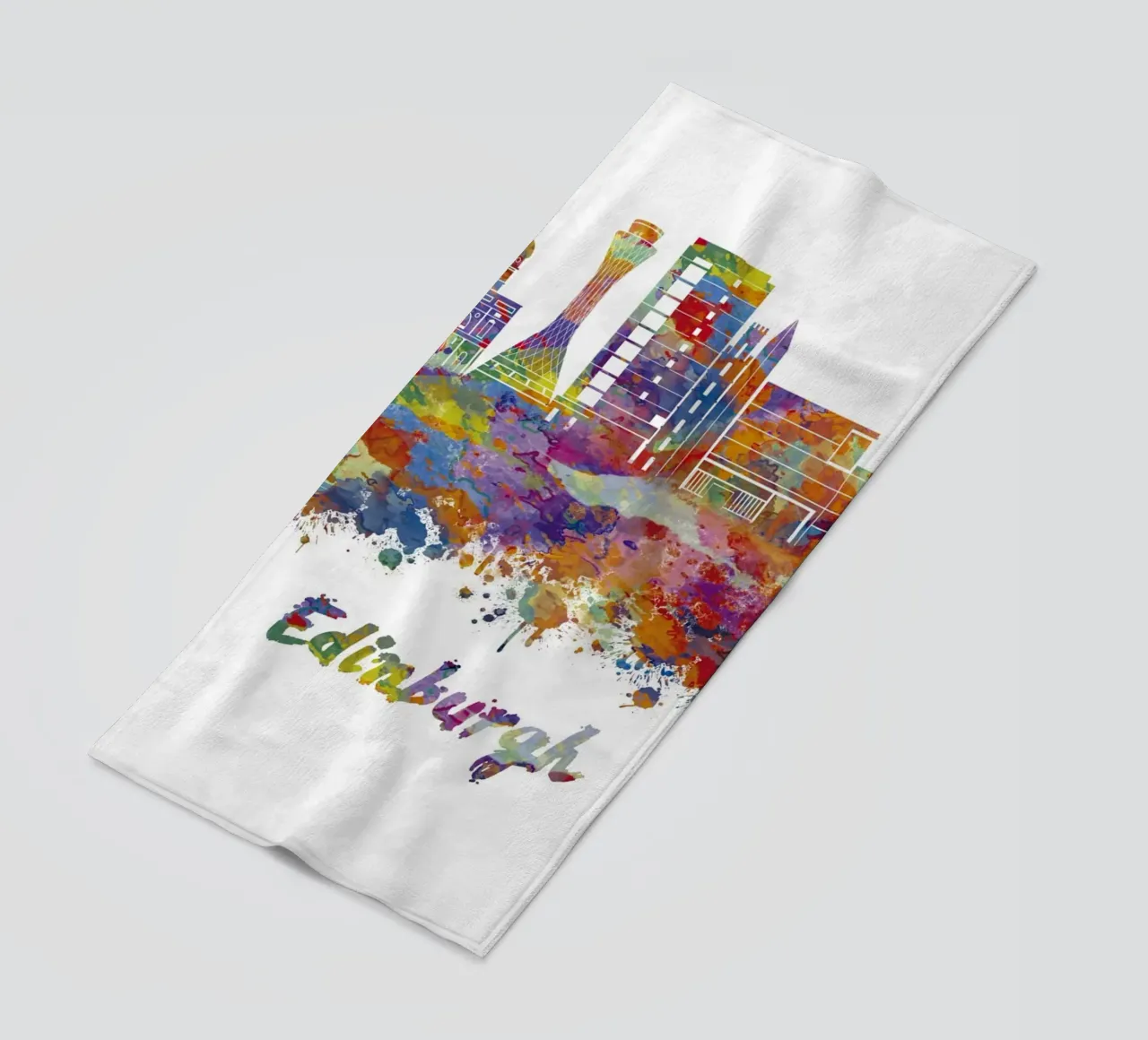 Lo skyline di Edimburgo in acquerello telo mare da ARTVI-SHOP