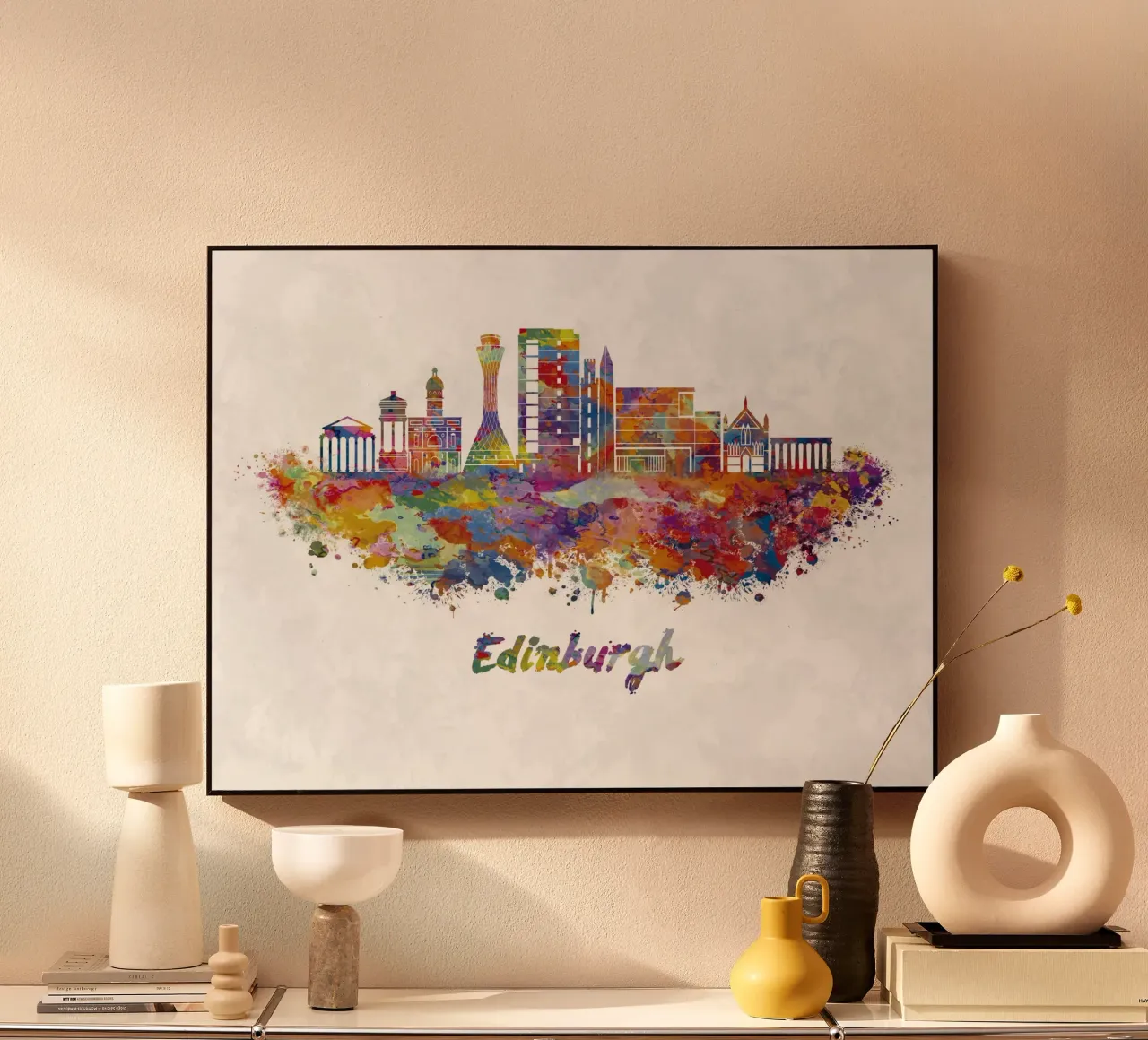 Lo skyline di Edimburgo in acquerello plexiglass da ARTVI-SHOP
