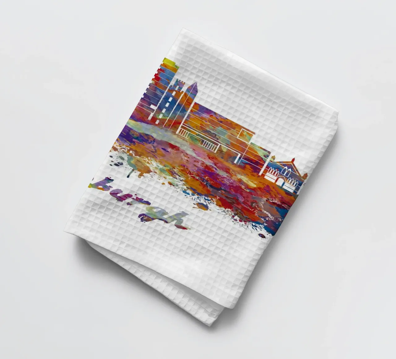 Lo skyline di Edimburgo in acquerello canovaccio da cucina da ARTVI-SHOP