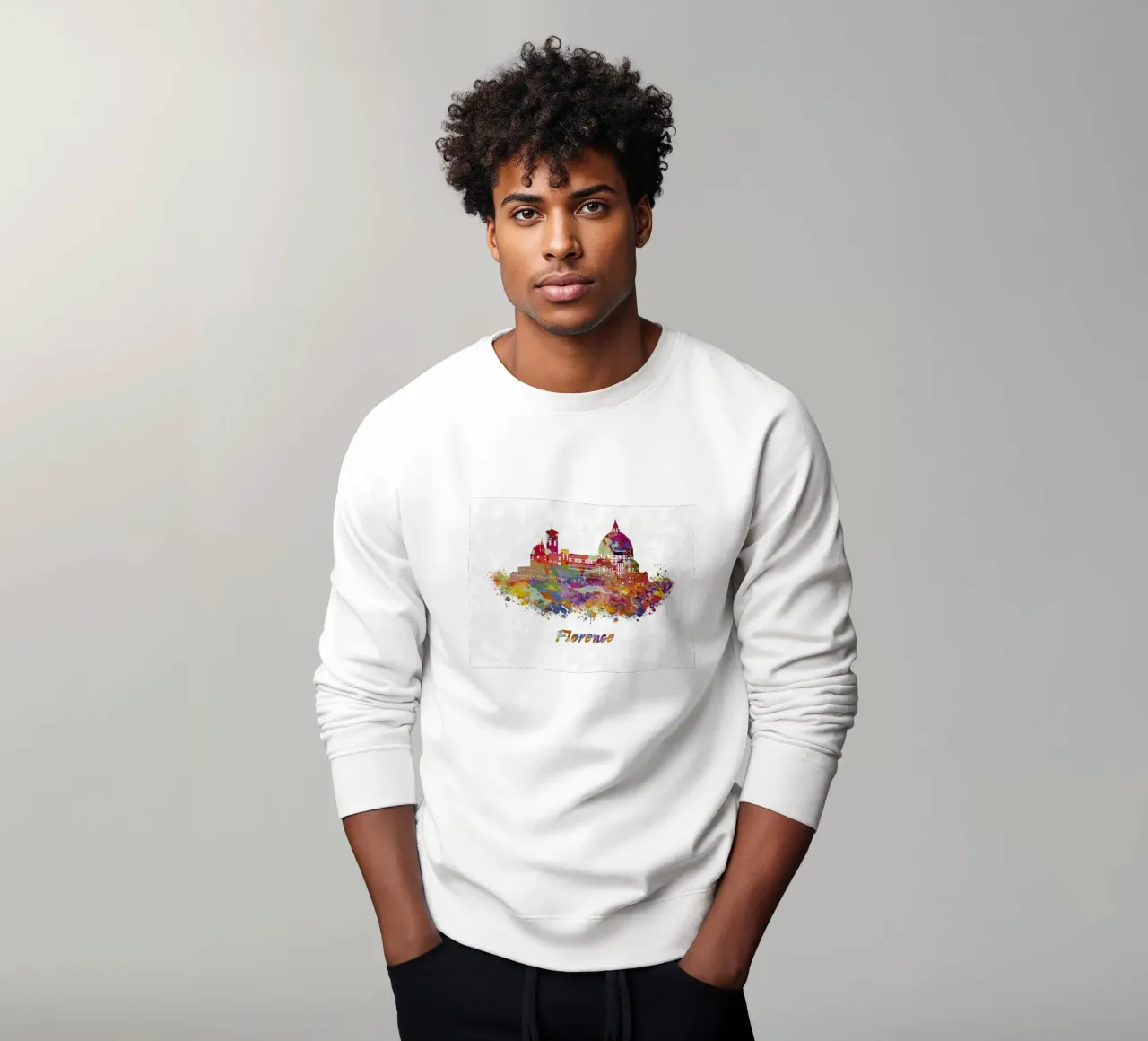 Lo skyline di Firenze in acquerello felpa da ARTVI-SHOP