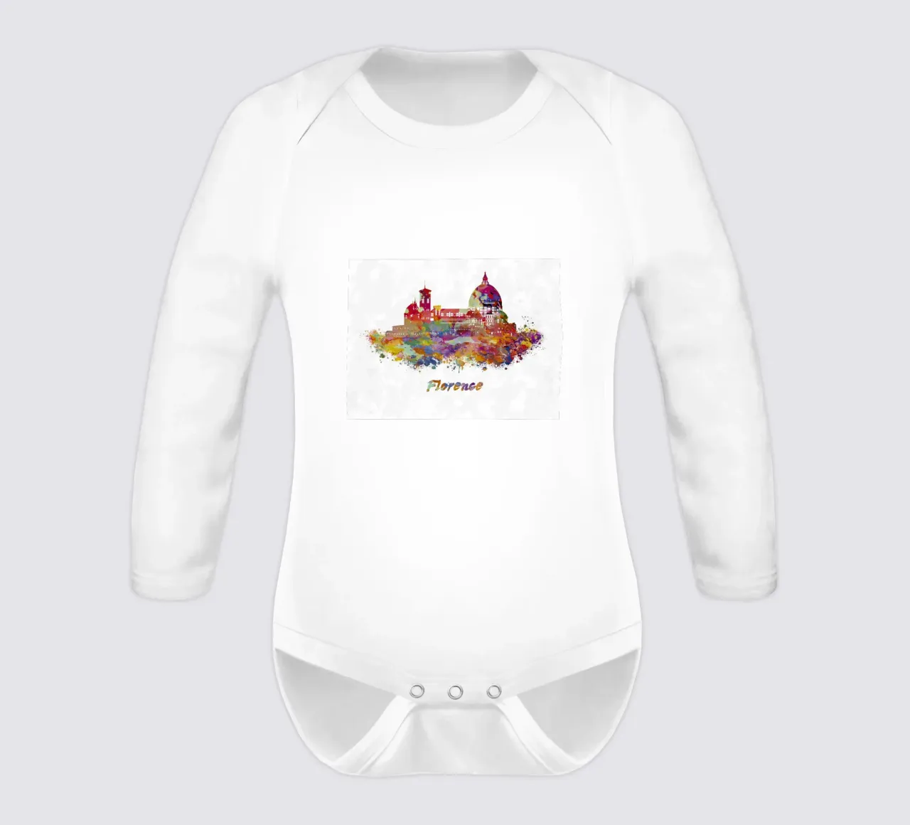 Florence skyline in watercolor long-sleeve baby romper by 🎁 ARTVI-SHOP