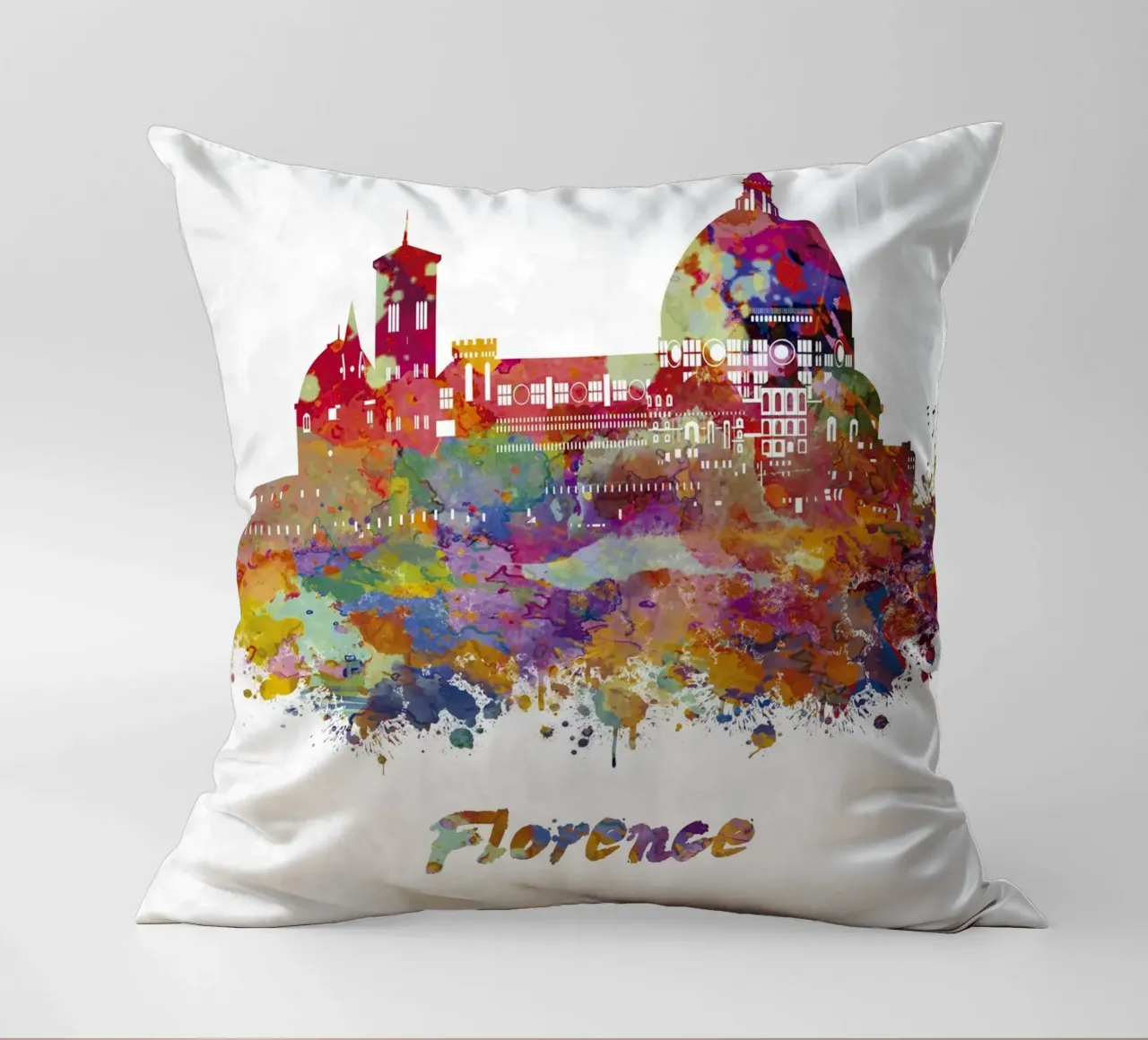 Lo skyline di Firenze in acquerello cuscino da ARTVI-SHOP