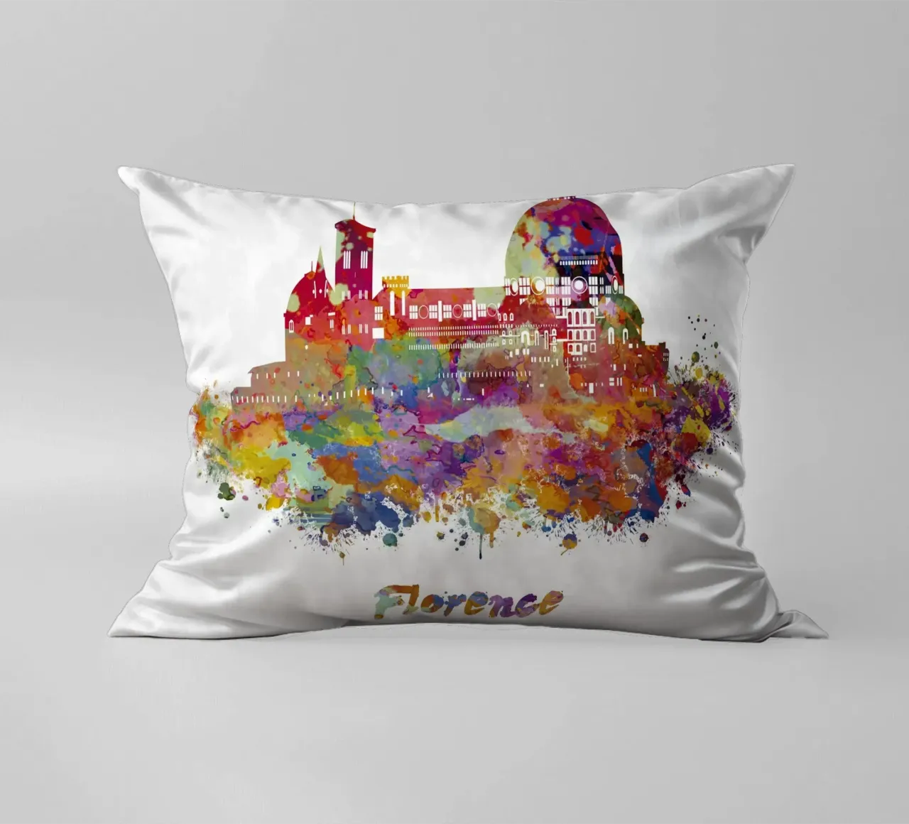 Lo skyline di Firenze in acquerello cuscino da ARTVI-SHOP