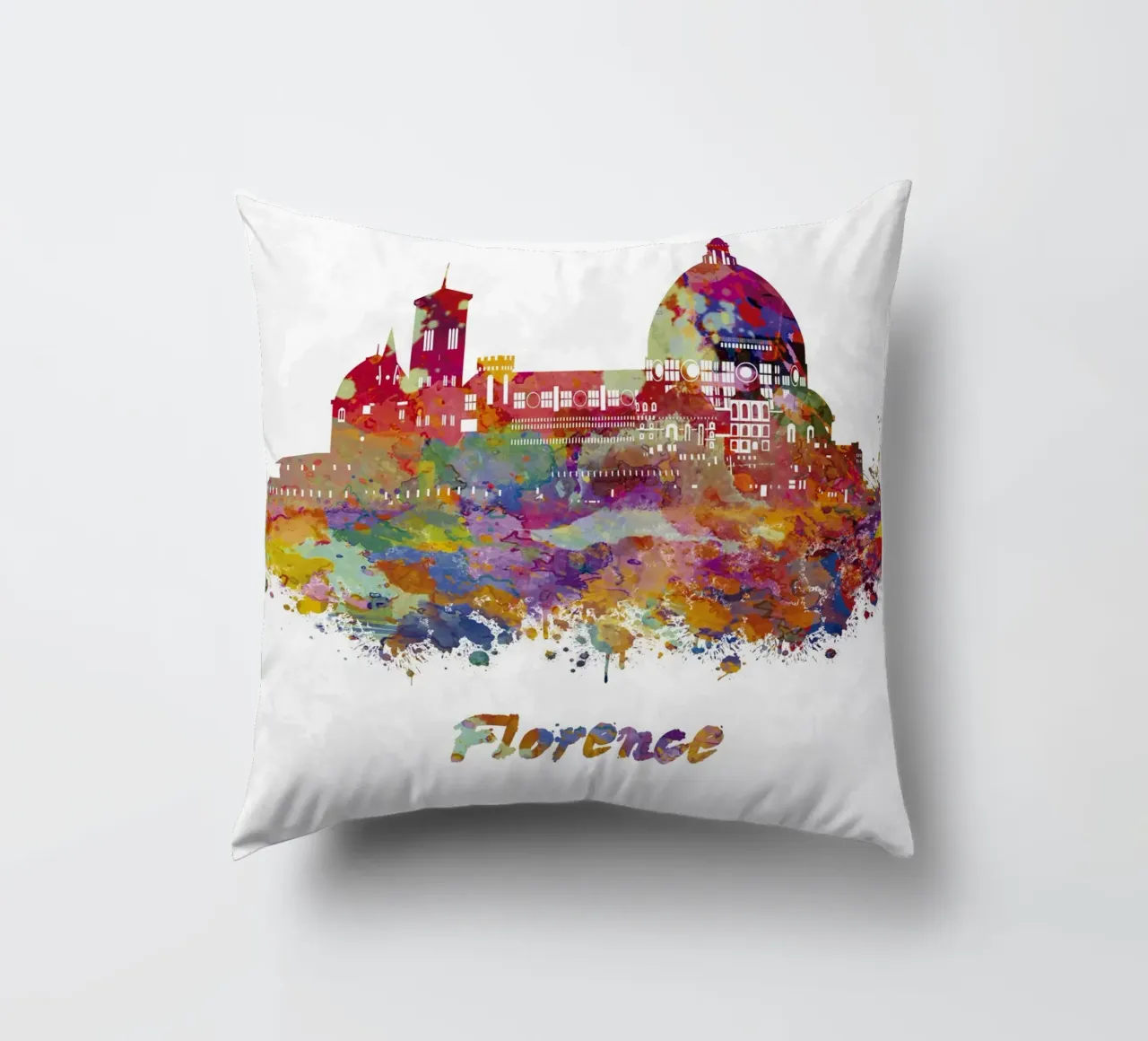 Lo skyline di Firenze in acquerello cuscino da ARTVI-SHOP