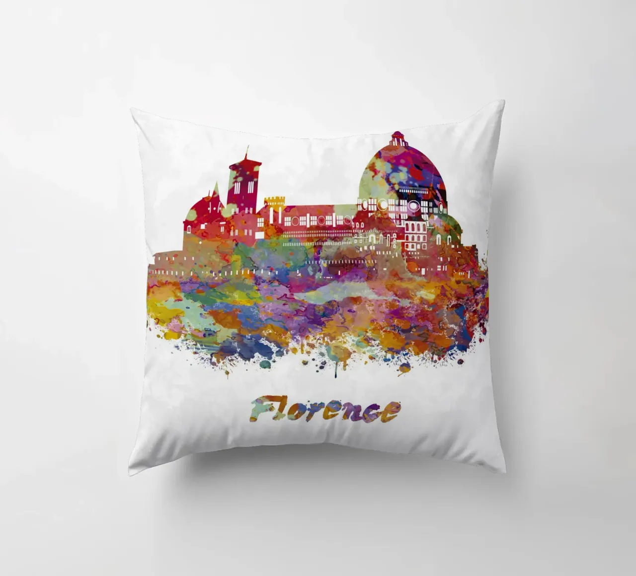 Lo skyline di Firenze in acquerello cuscino da ARTVI-SHOP