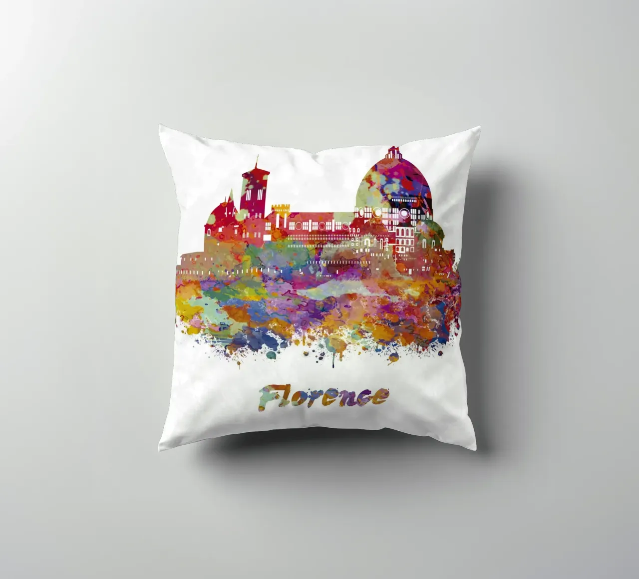 Lo skyline di Firenze in acquerello cuscino da ARTVI-SHOP
