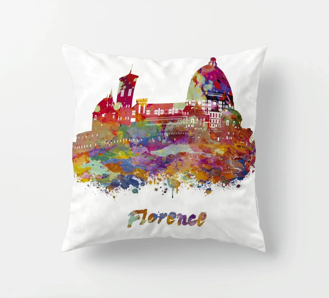 Lo skyline di Firenze in acquerello cuscino da ARTVI-SHOP