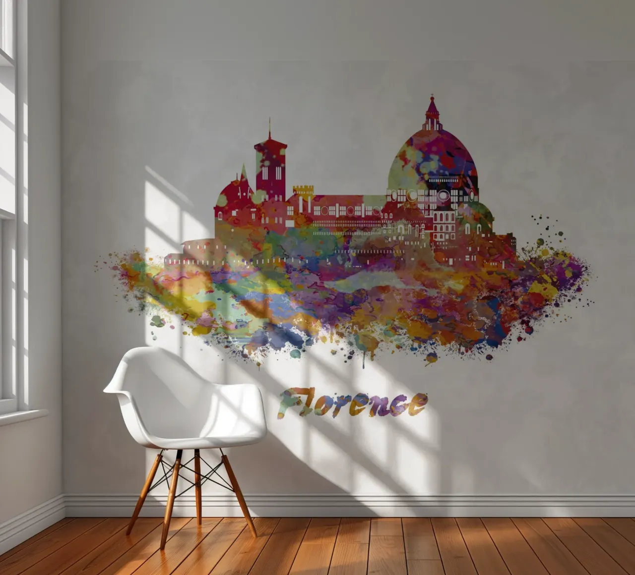 Florence skyline in watercolor photo wallpaper by 🎁 ARTVI-SHOP