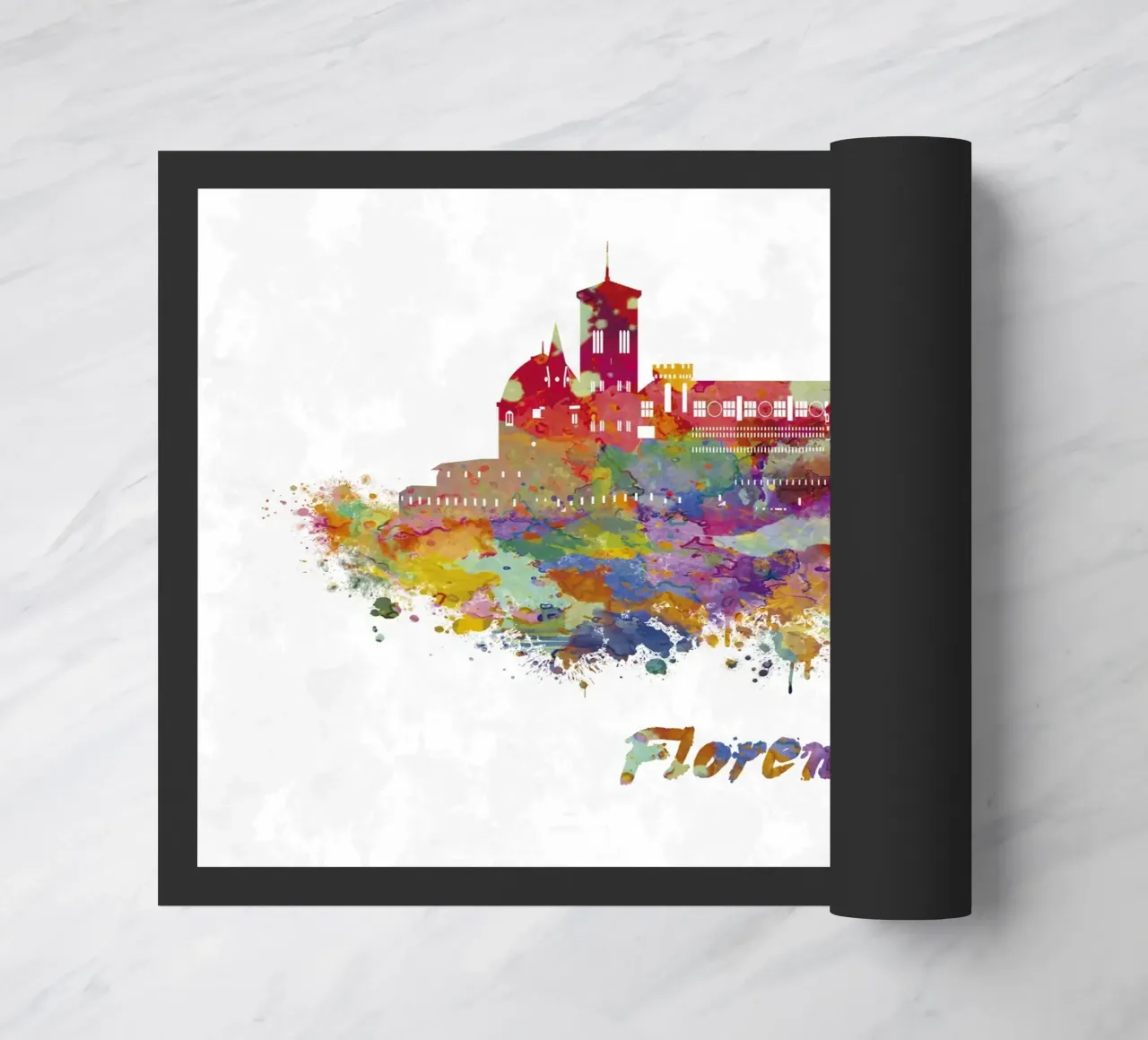 Lo skyline di Firenze in acquerello zerbino da ARTVI-SHOP