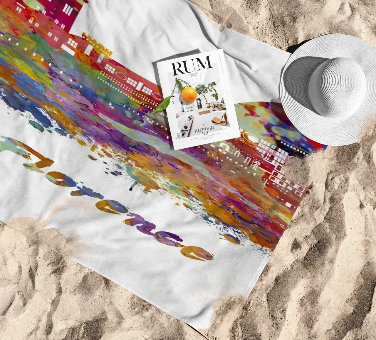 Lo skyline di Firenze in acquerello telo mare da ARTVI-SHOP